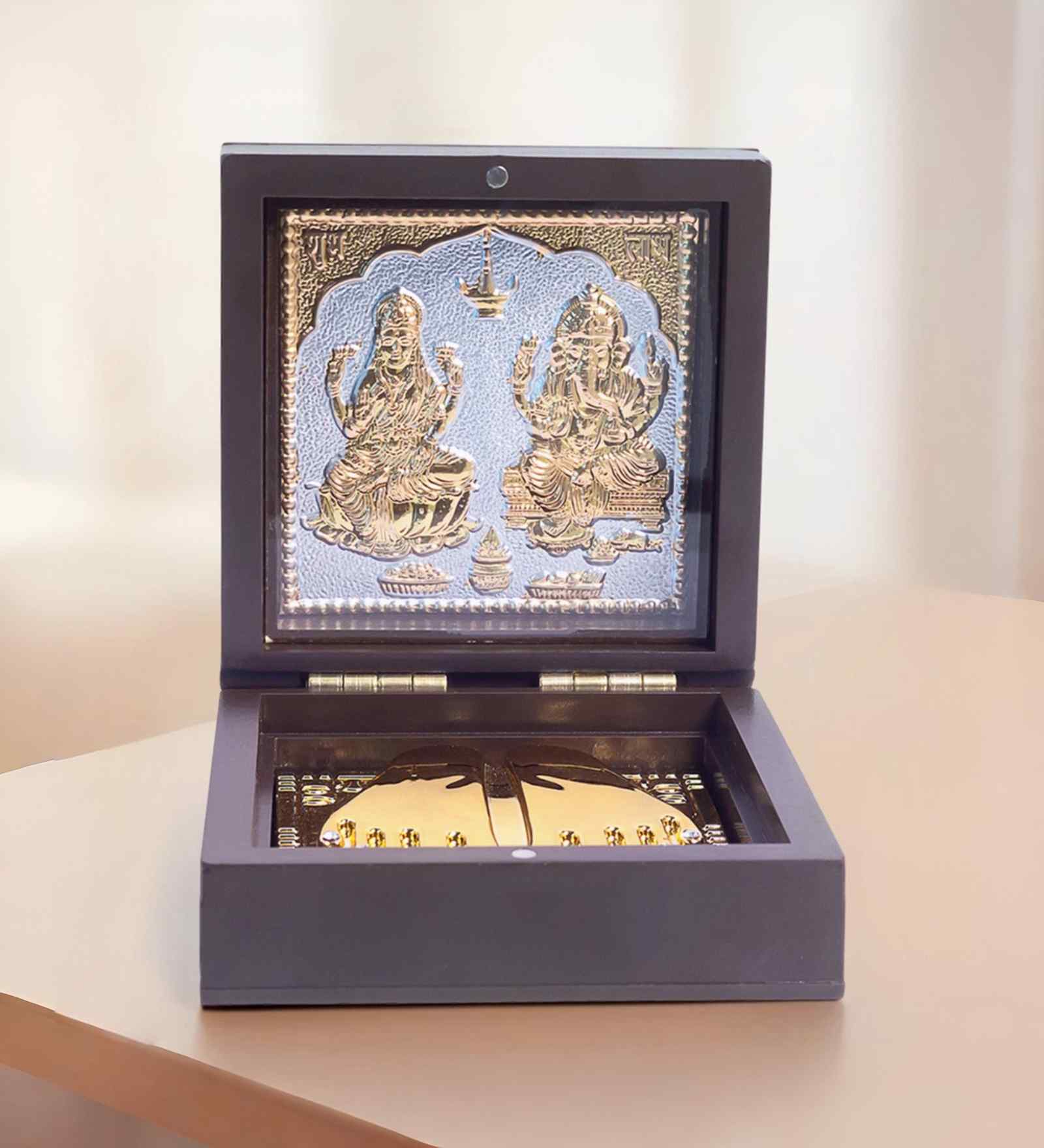 Brown Pvc Laxmi Ganesh Prayer Box