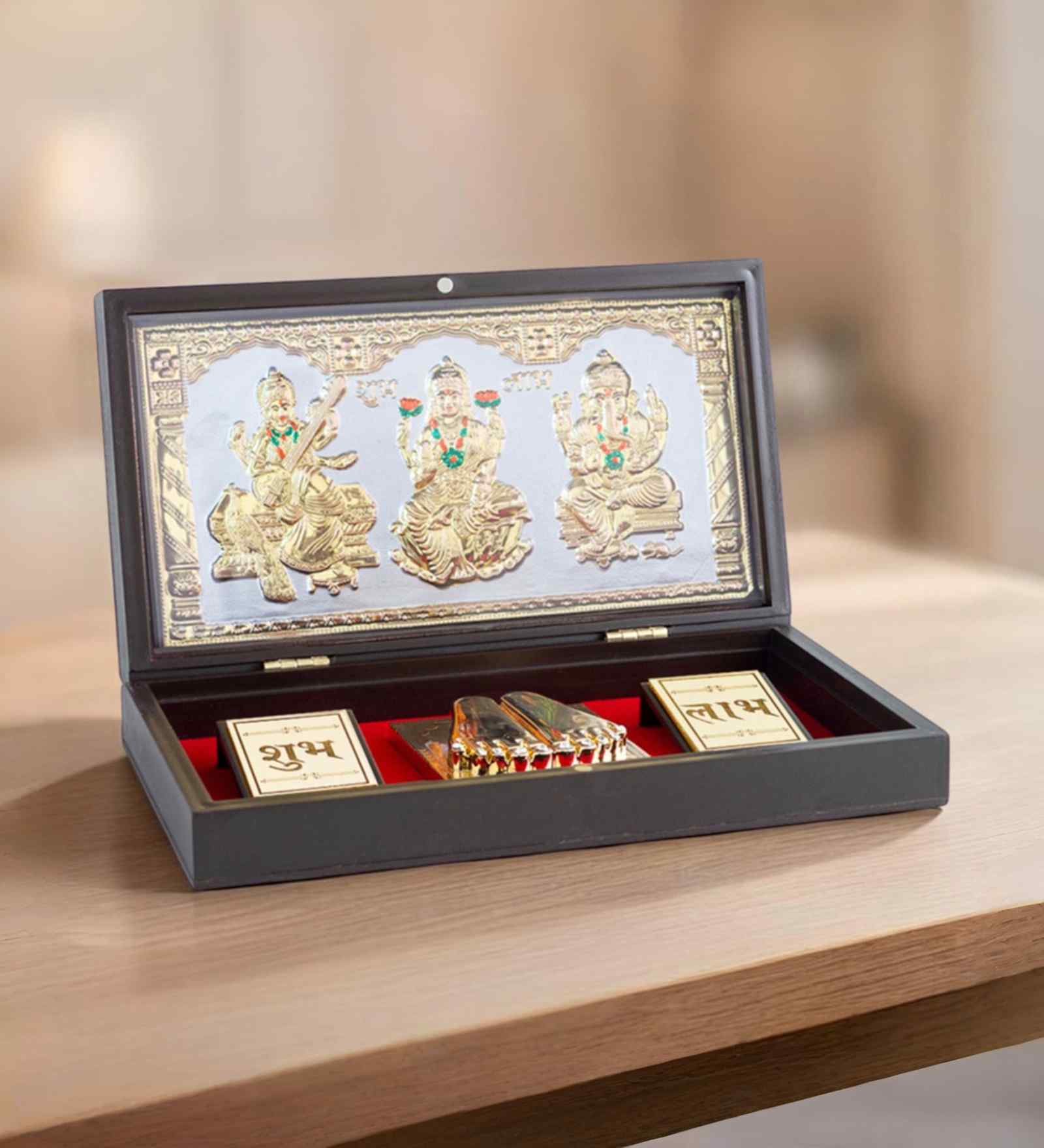 Brown Pvc Laxmi Ganesha Saraswati Box