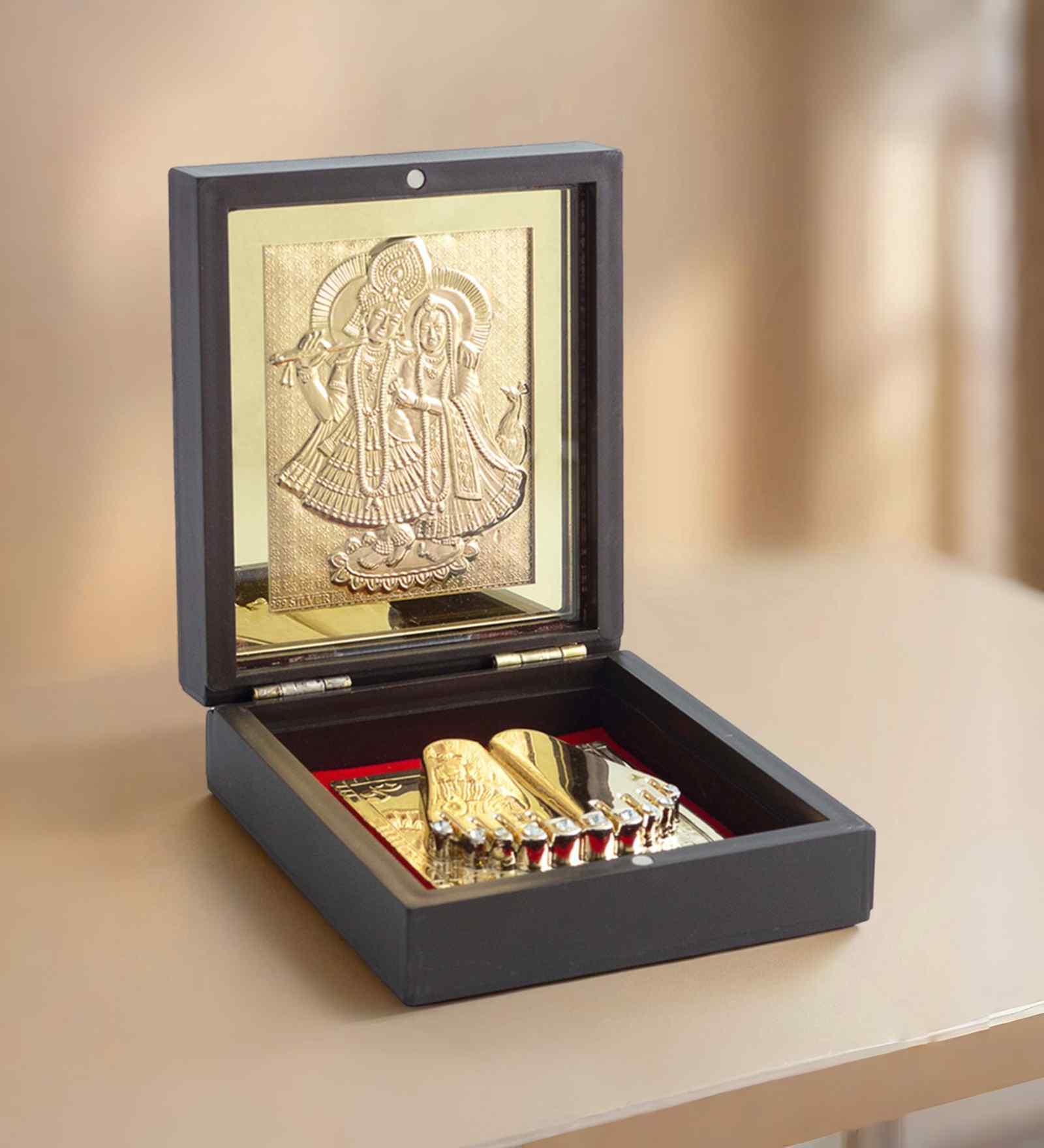 Brown Pvc Radha Krishna Pooja Box