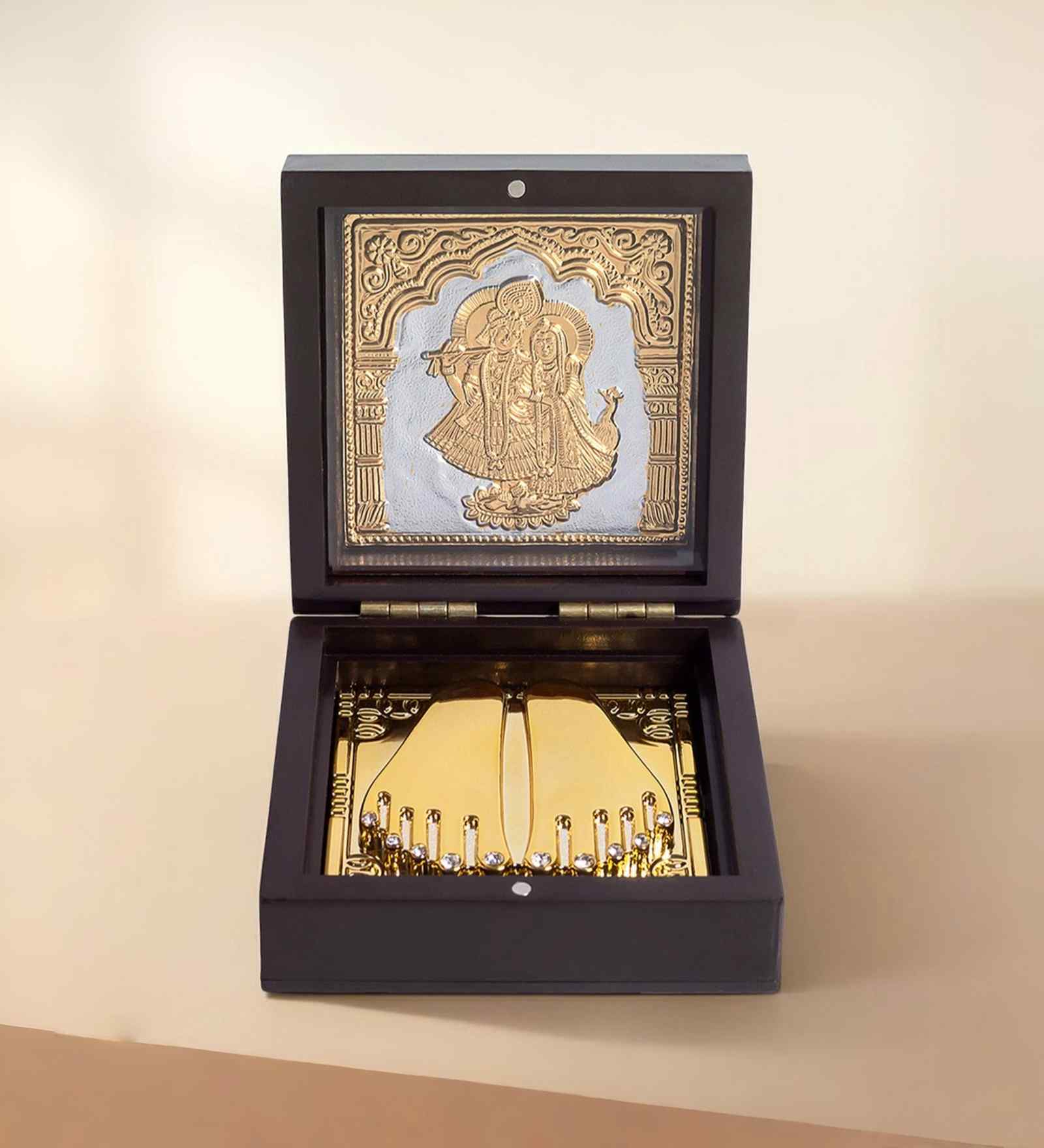 Brown Pvc Radha Krishna Prayer Box