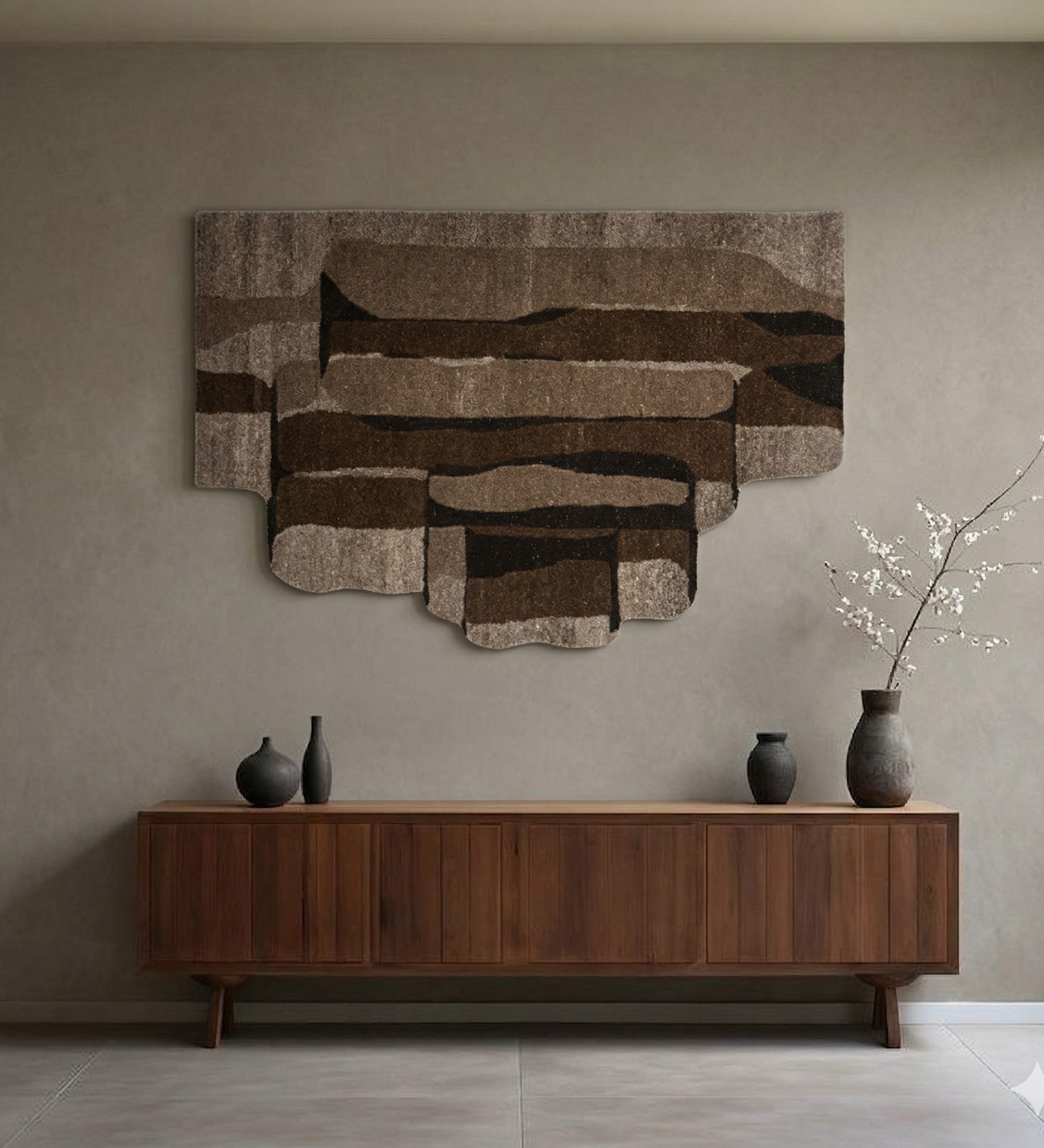 Set Of 1 Coffee High Texture Wool Wall Art