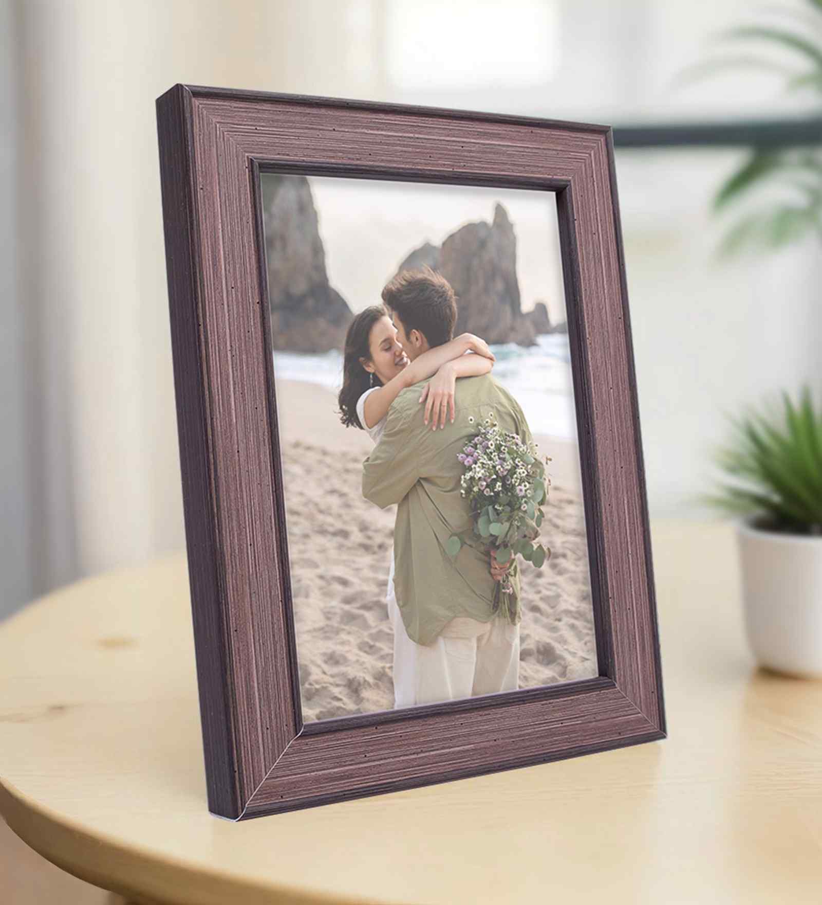 Dark Brown Wood Finish Pvc 5X7 Inch Single Photo Frames