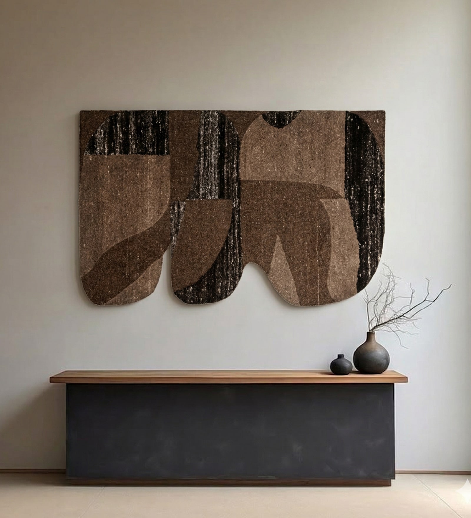 Set Of 1 Dark Chocolate-Brown High Texture Wool Wall Art