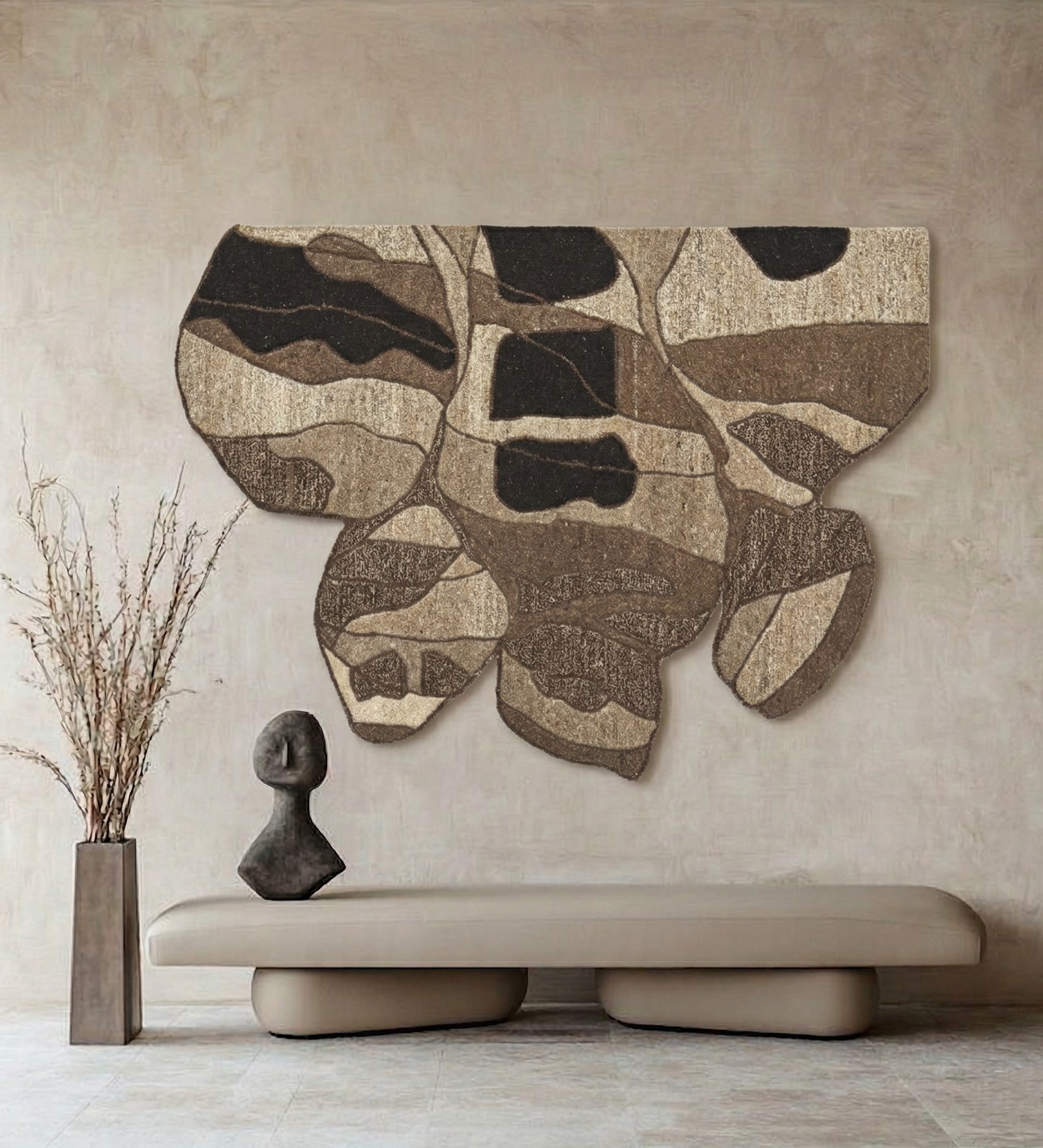 Set Of 1 Espresso-Brown High Texture Wool Wall Art
