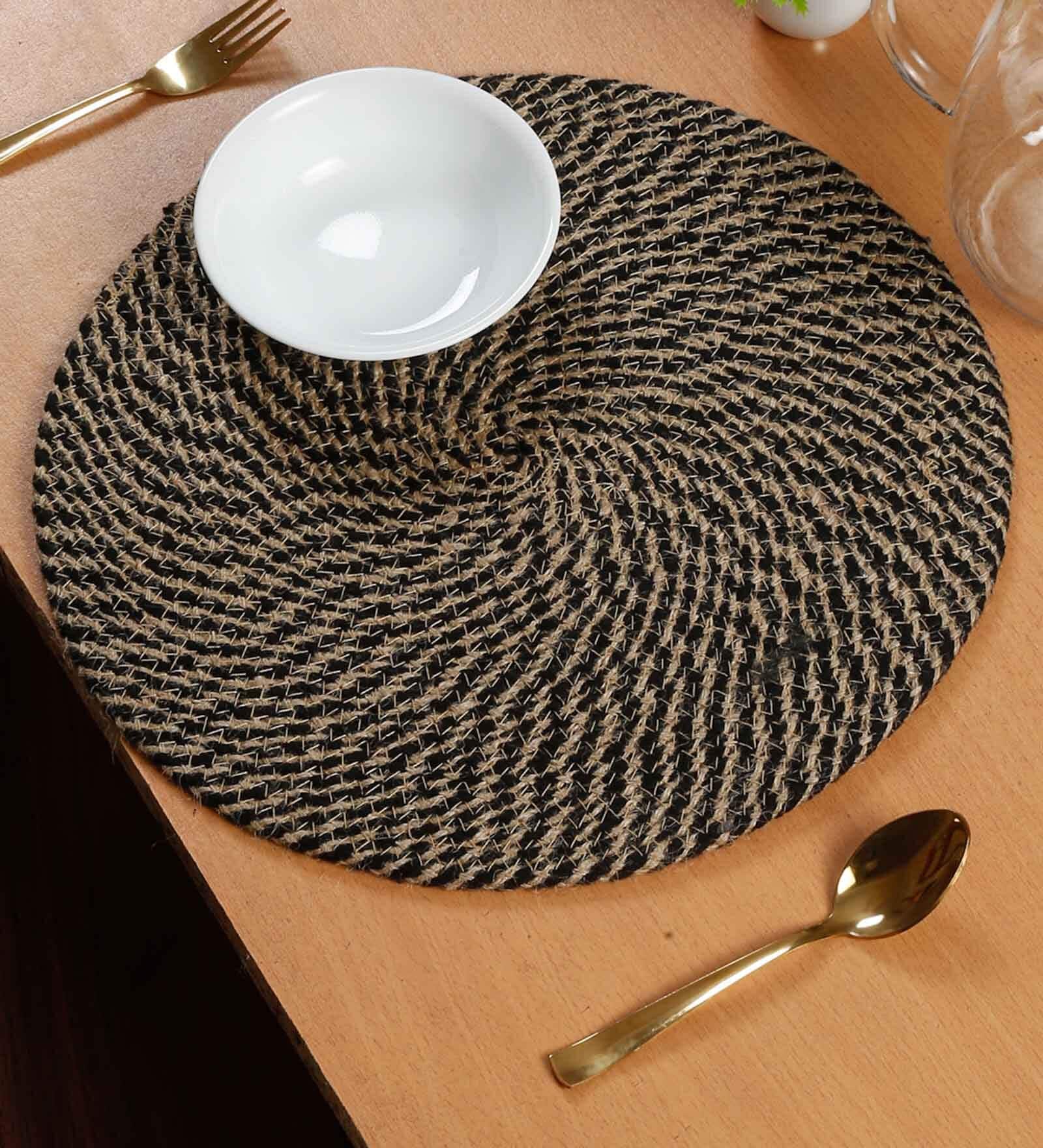 Set of 1 Jute Cotton Solid Pattern Reversible Table Runner