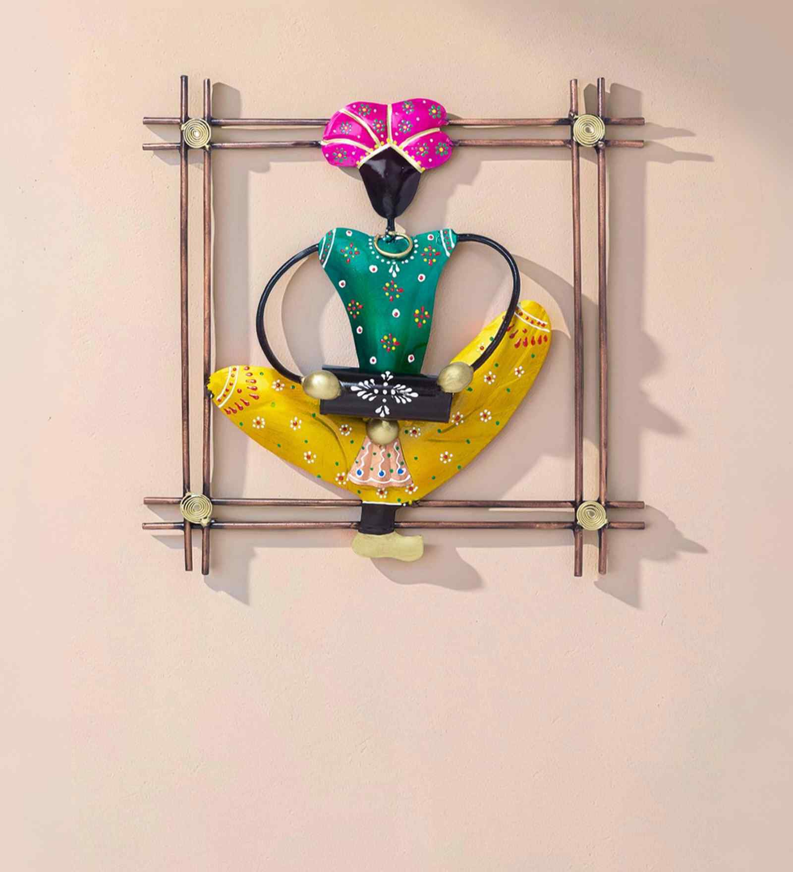 Multicolour Iron Harmonium Musician Wall Hanging