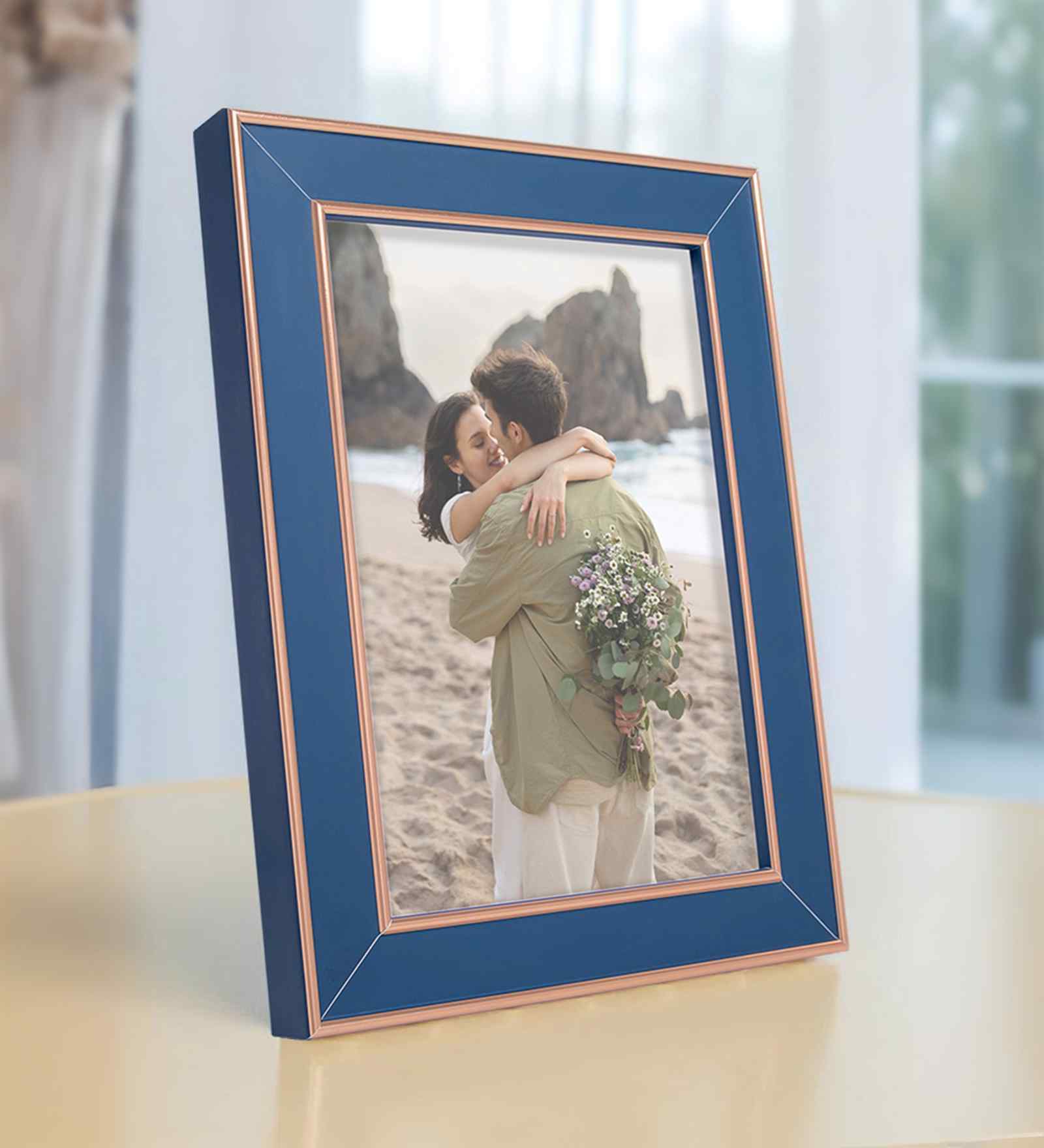 Nile Blue & Gold Pvc 5X7 Inch Single Photo Frames