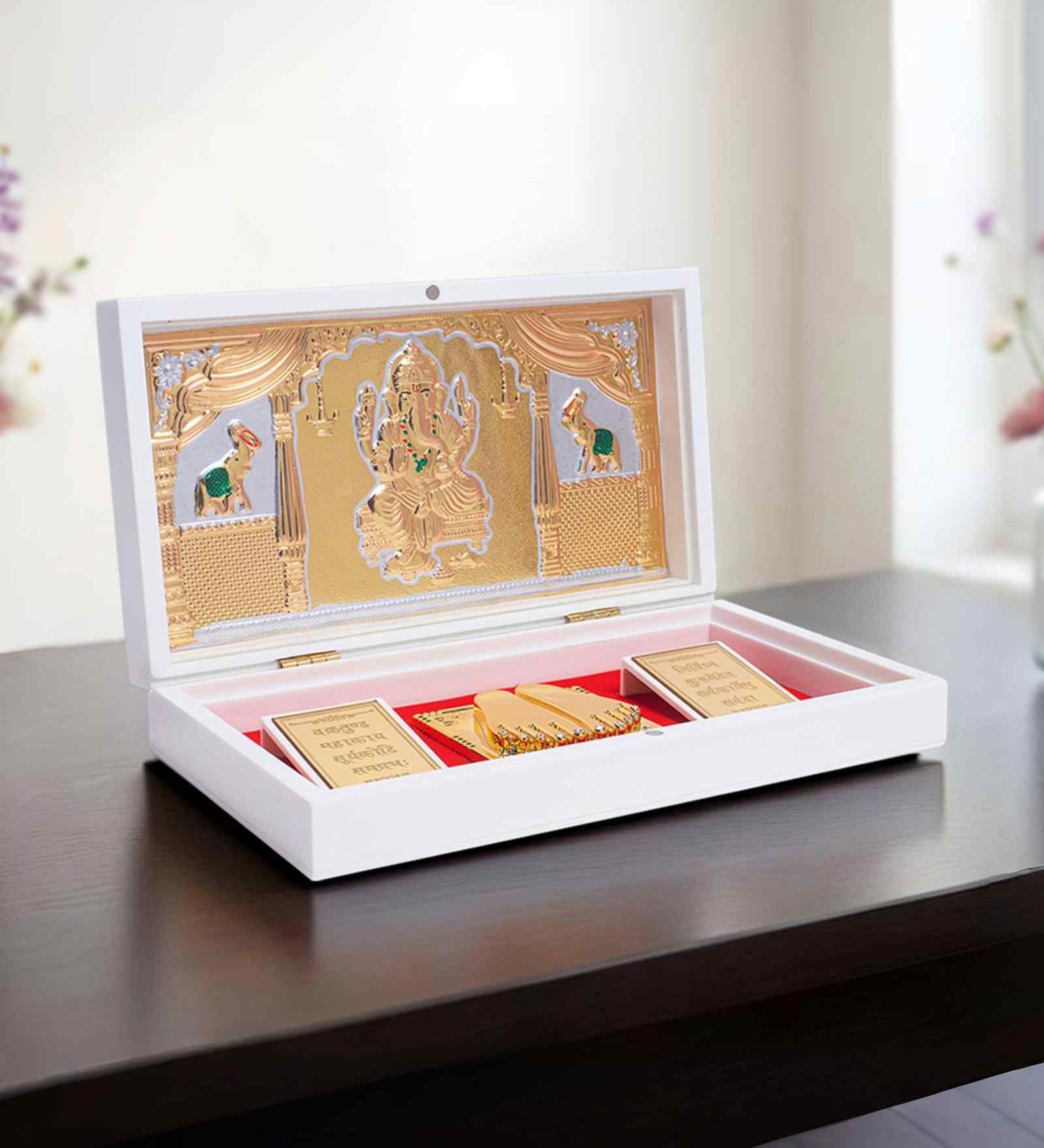 White Pvc Ganesh Charan Paduka Box