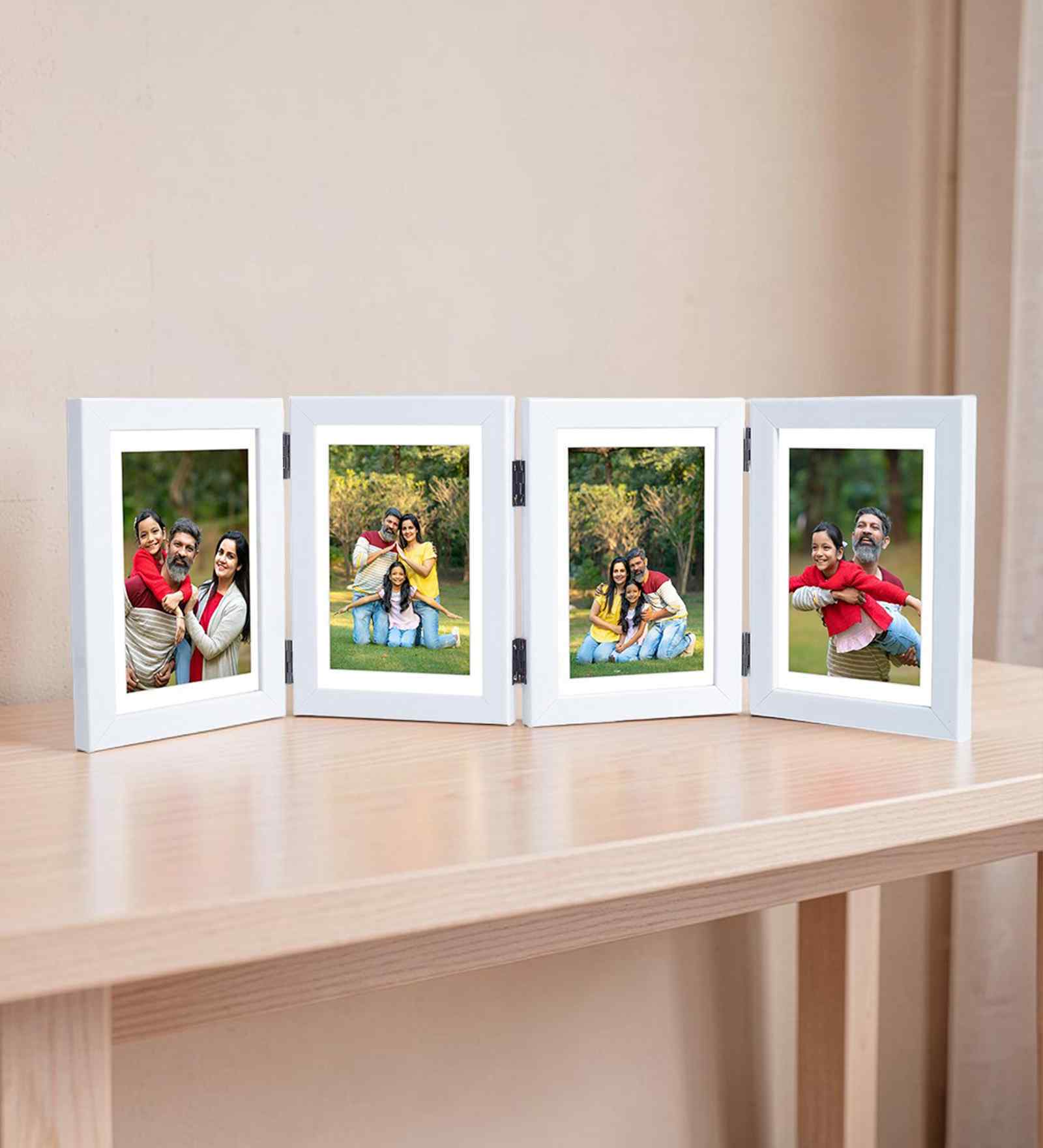 White Pvc Premium Foldable Tabletop 4X6 Inch Single Photo Frames