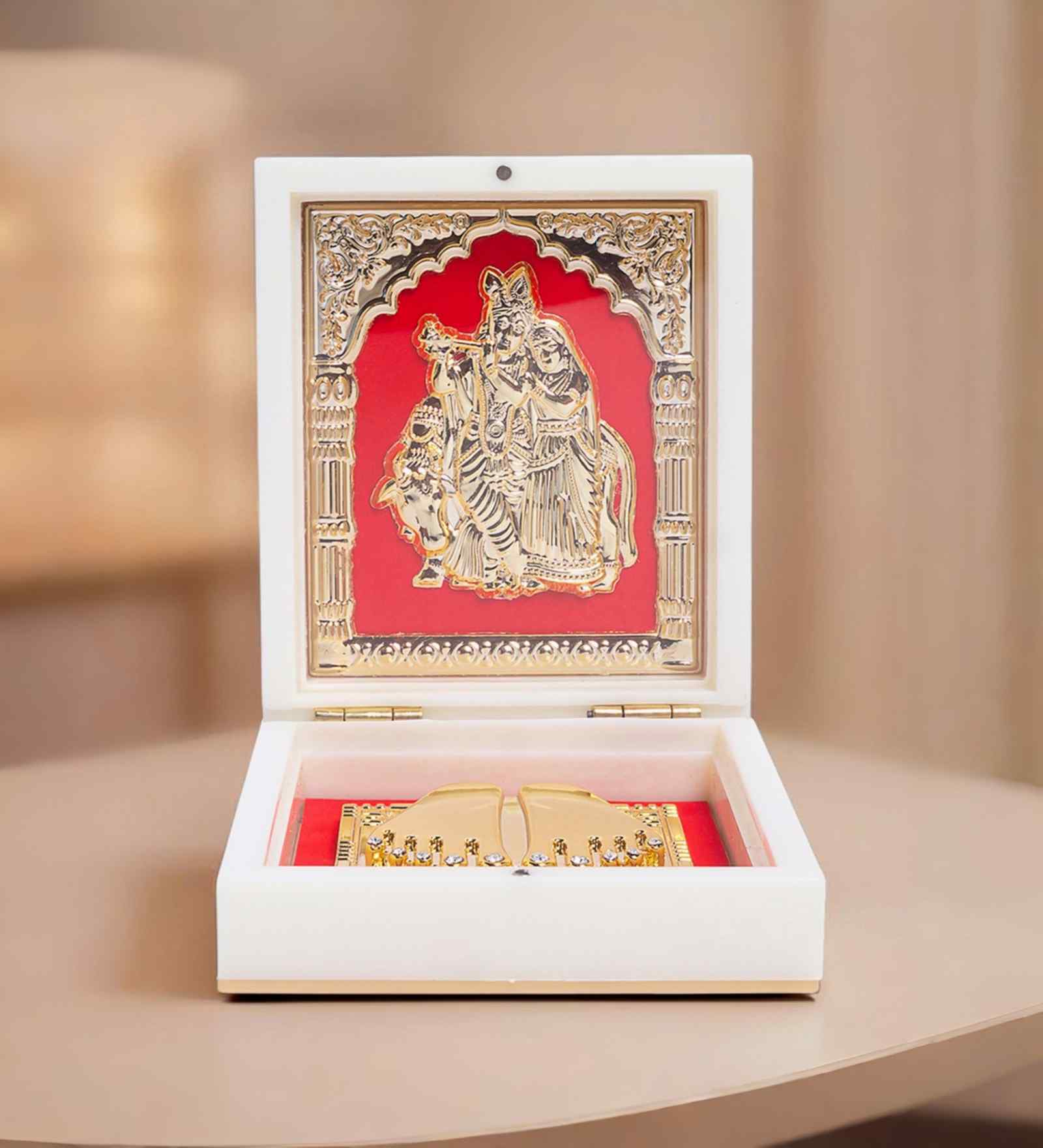 White Pvc Radha Krishna Decorative Box