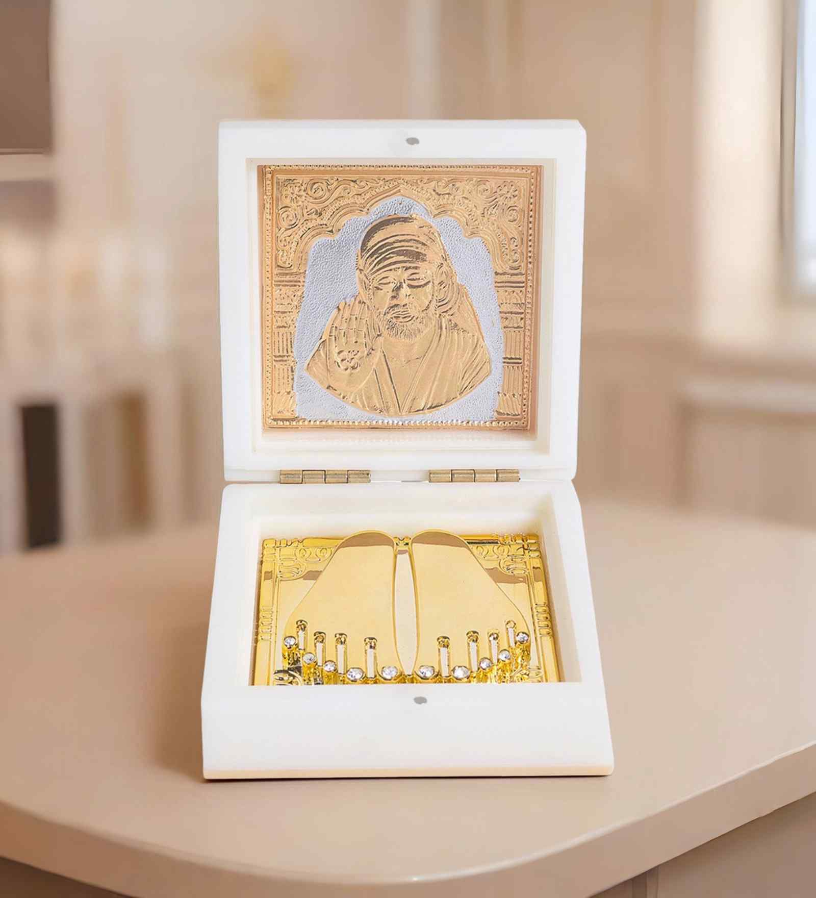 White Pvc Sai Baba Small Prayer Box