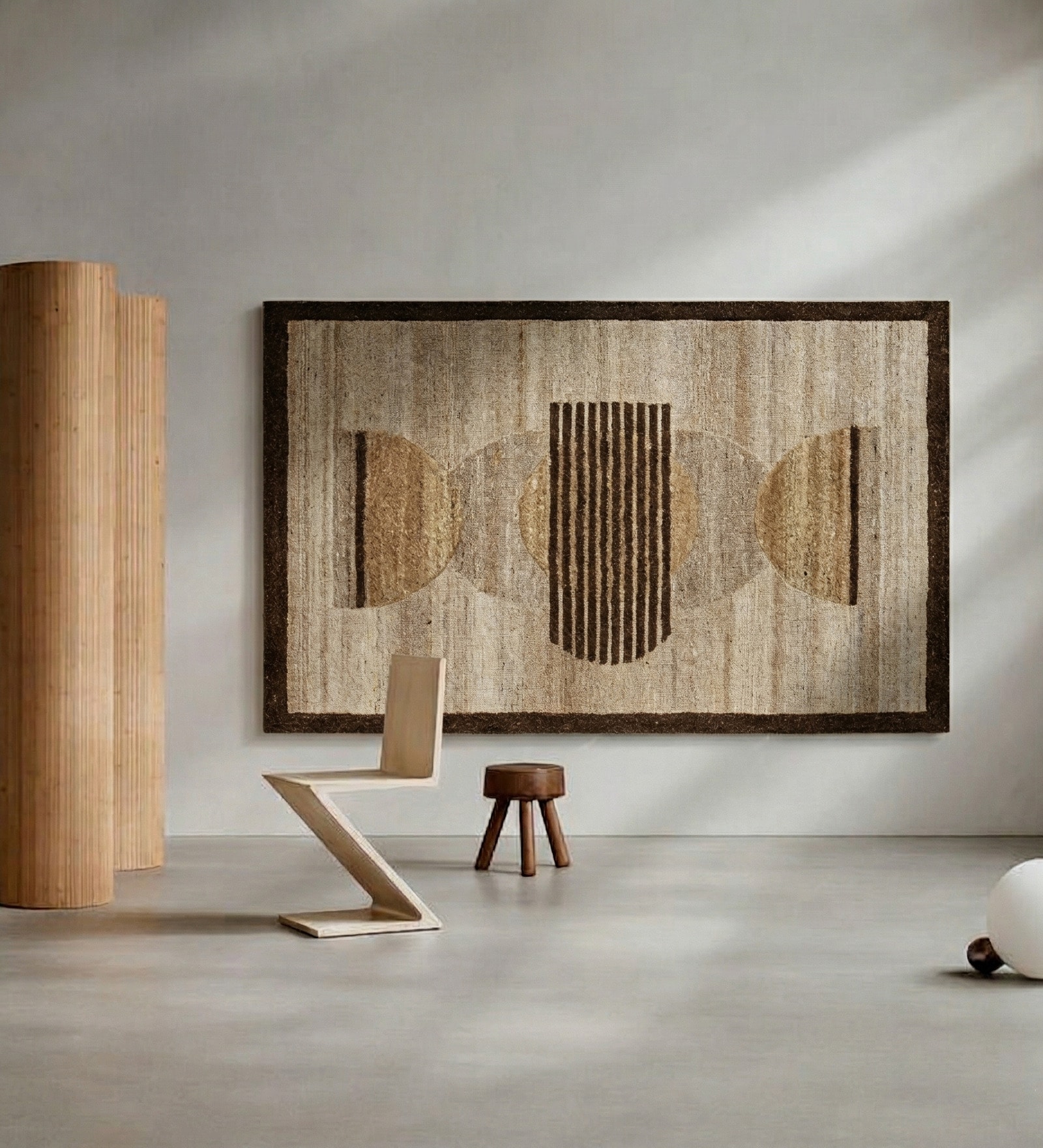 Set Of 1 Wood-Brown High Texture Wool Wall Art