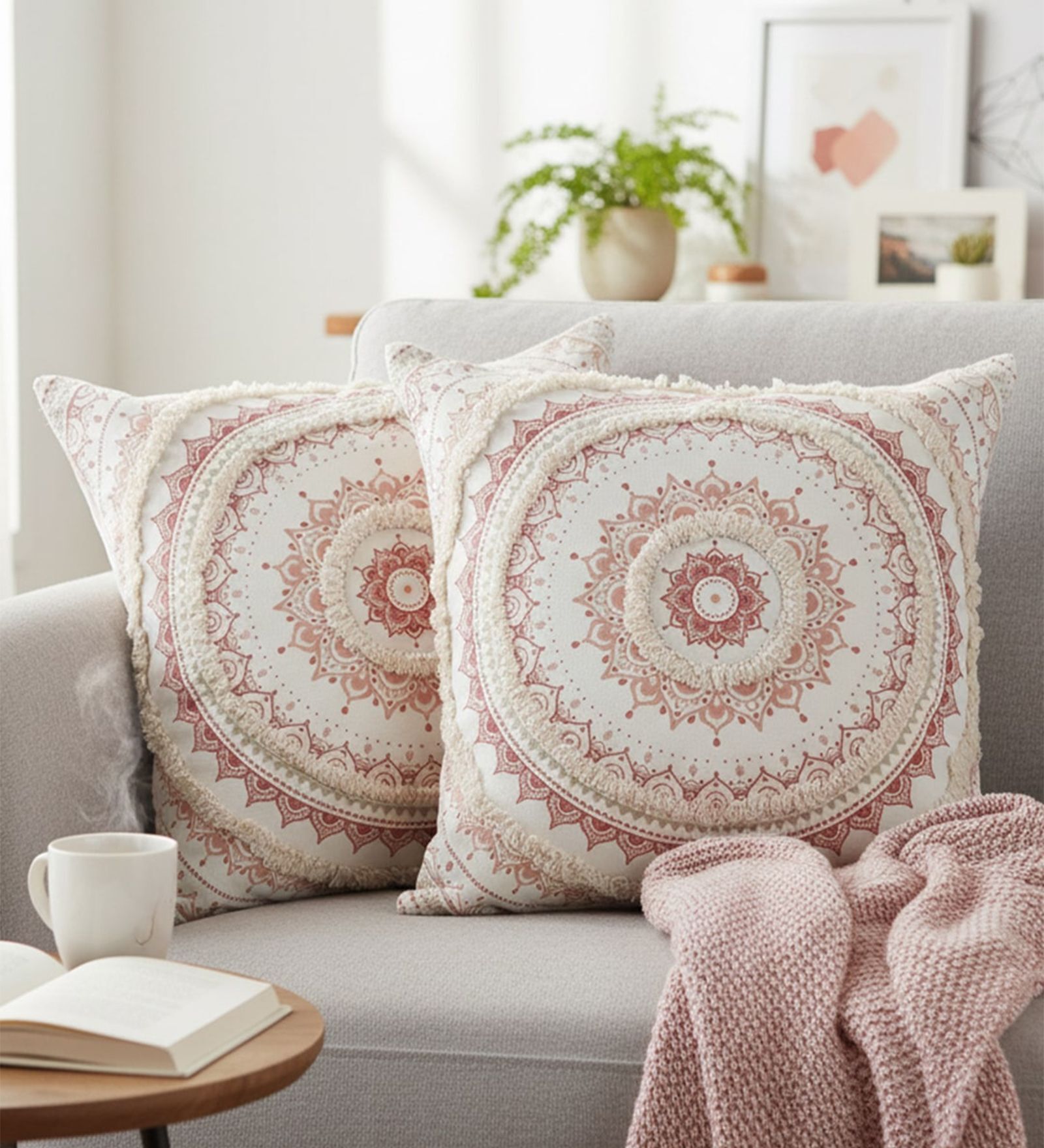 Set of 2 Blooming Mandala Throw Cushion Covers (18x18)