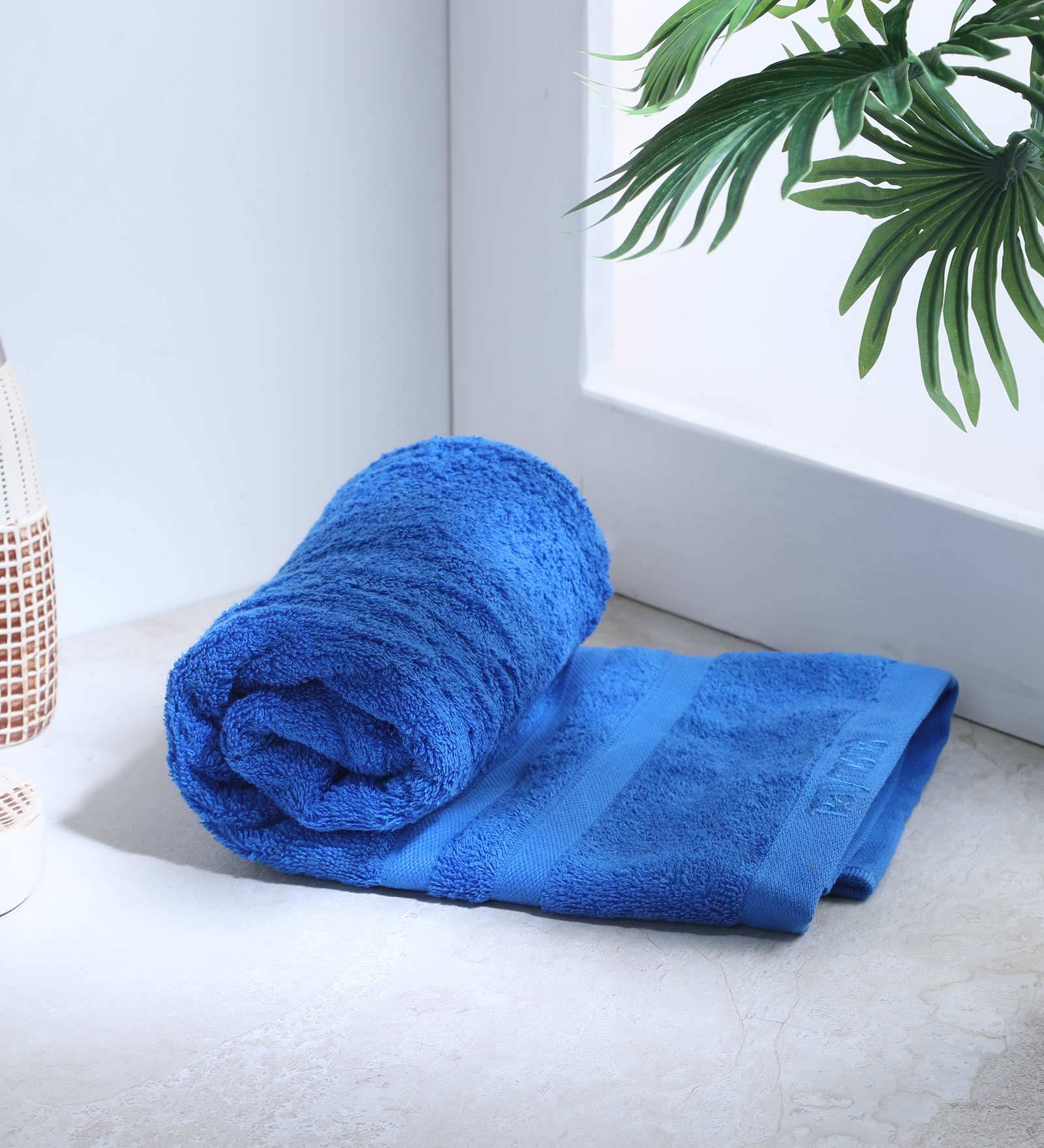 Cobalt Cotton 500 GSM Bath Towels (Set Of 2)