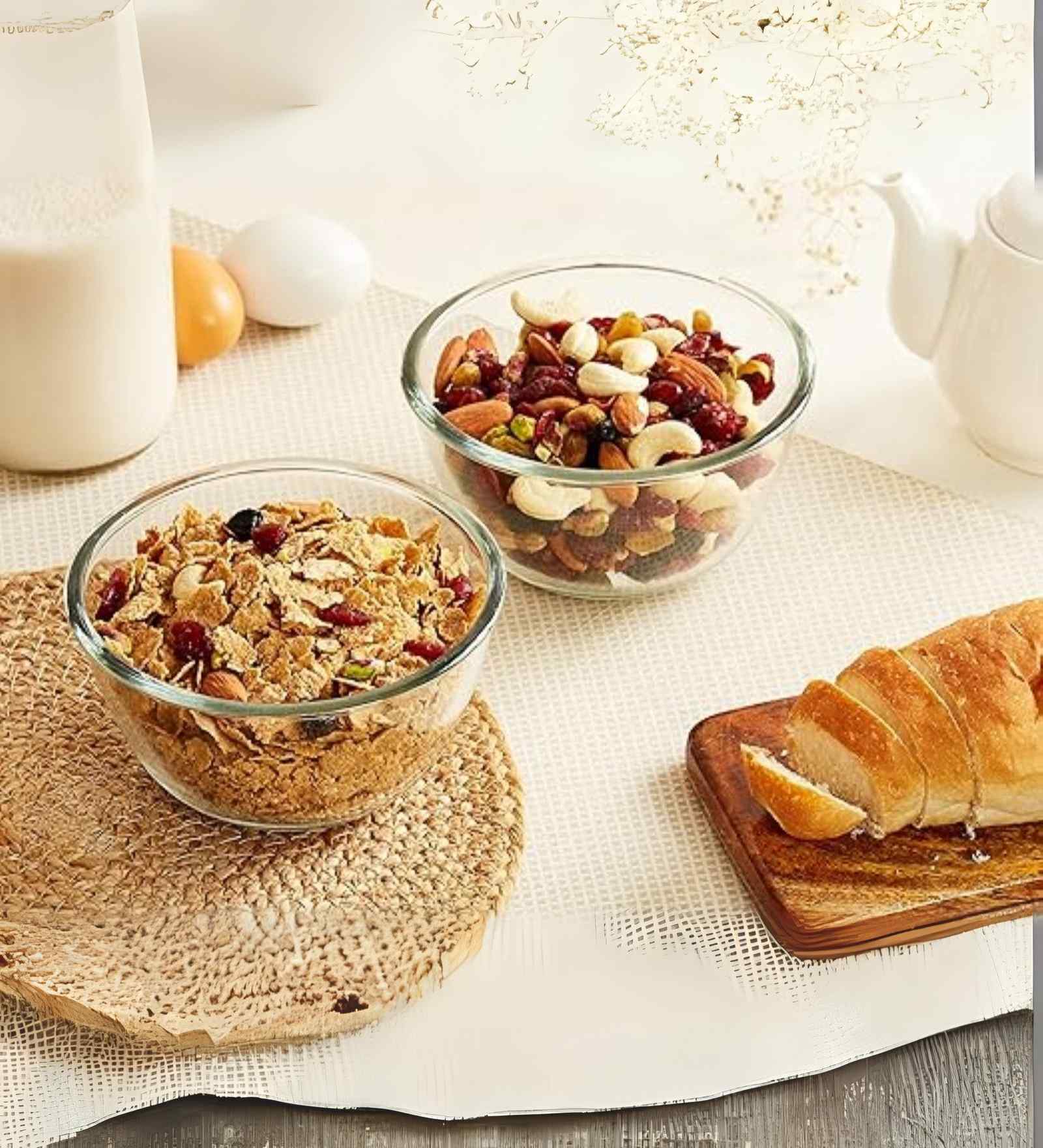 Set of 2 Crystal Lead Free Glass 1600ml Mixing Bowls
