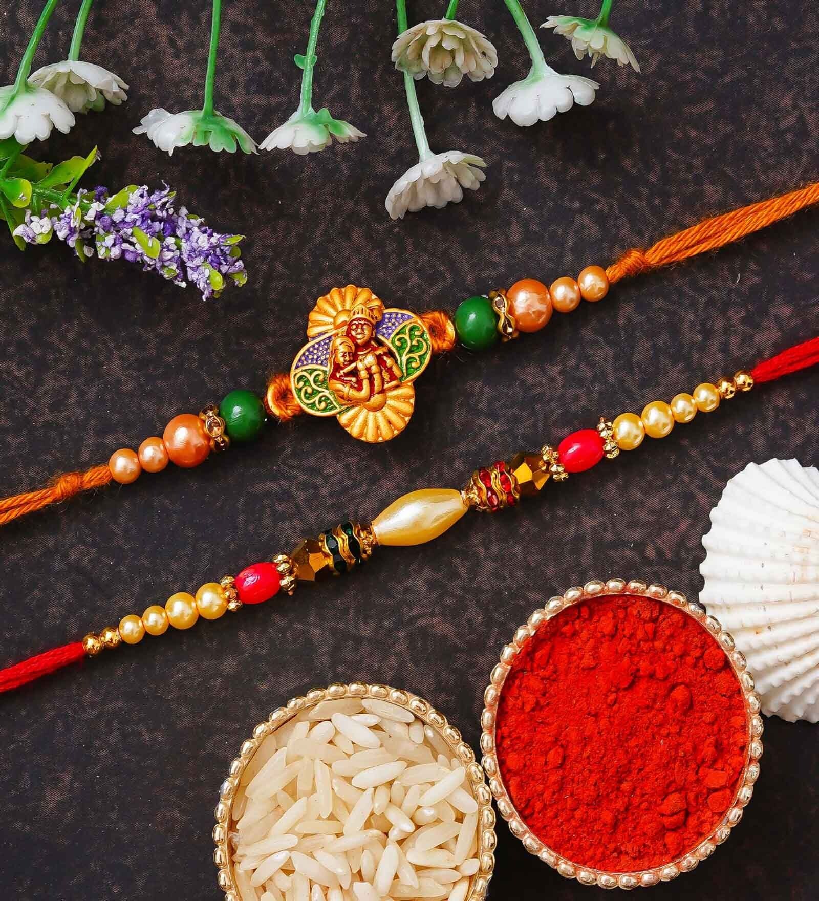 Raaki R 2 Buy Set of 2 Designer Rakhi & Roli Chawal Pack at 50% OFF by ...