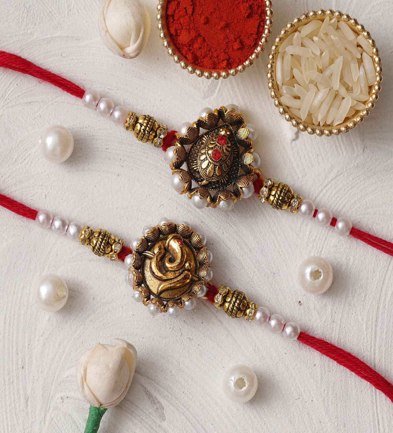 Raaki R 2 Buy Set of 2 Designer Rakhi & Roli Chawal Pack at 50% OFF by ...