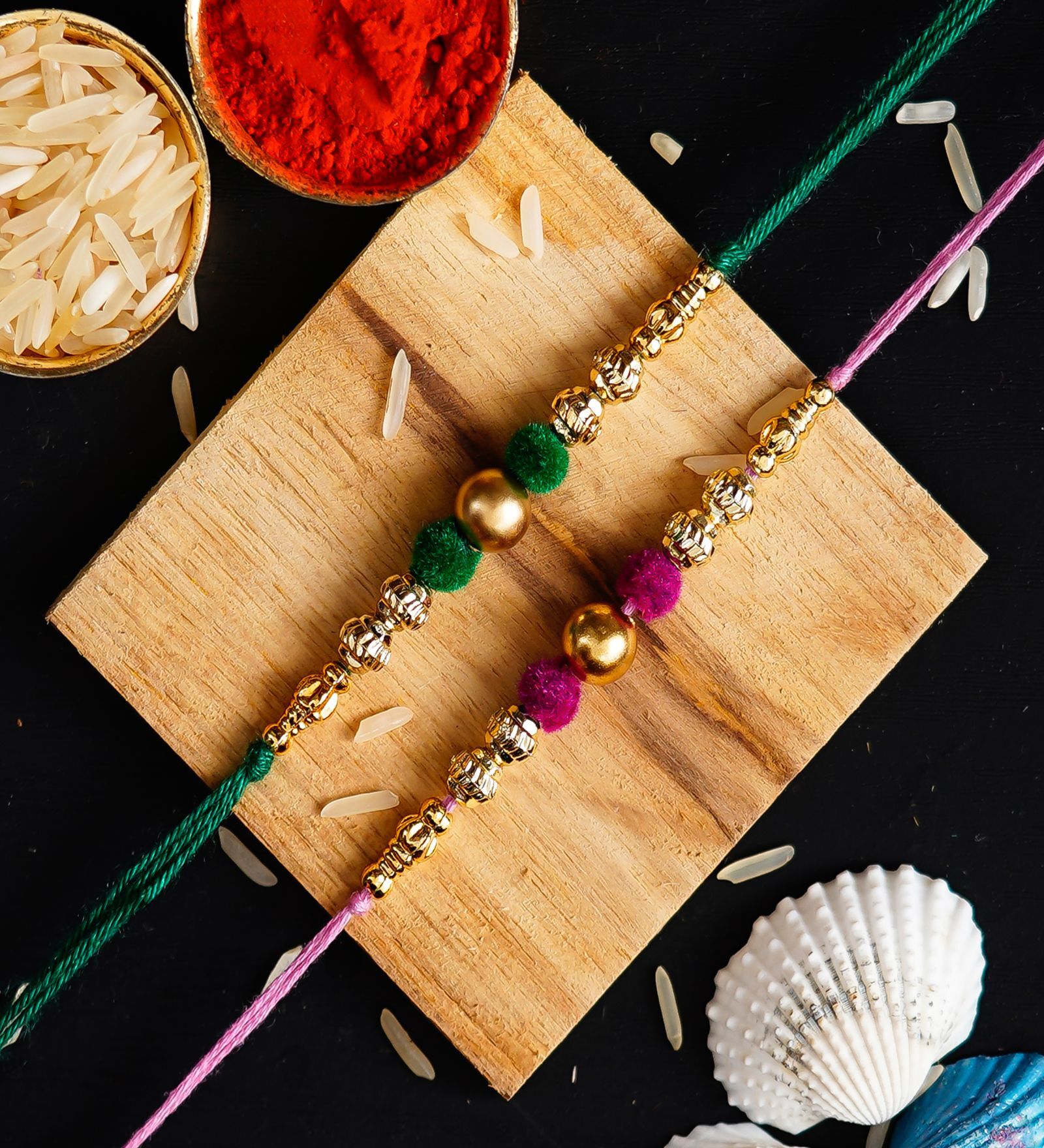 Buy Set of 2 Designer Rakhis with Roli Chawal Pack at 50% OFF by ...