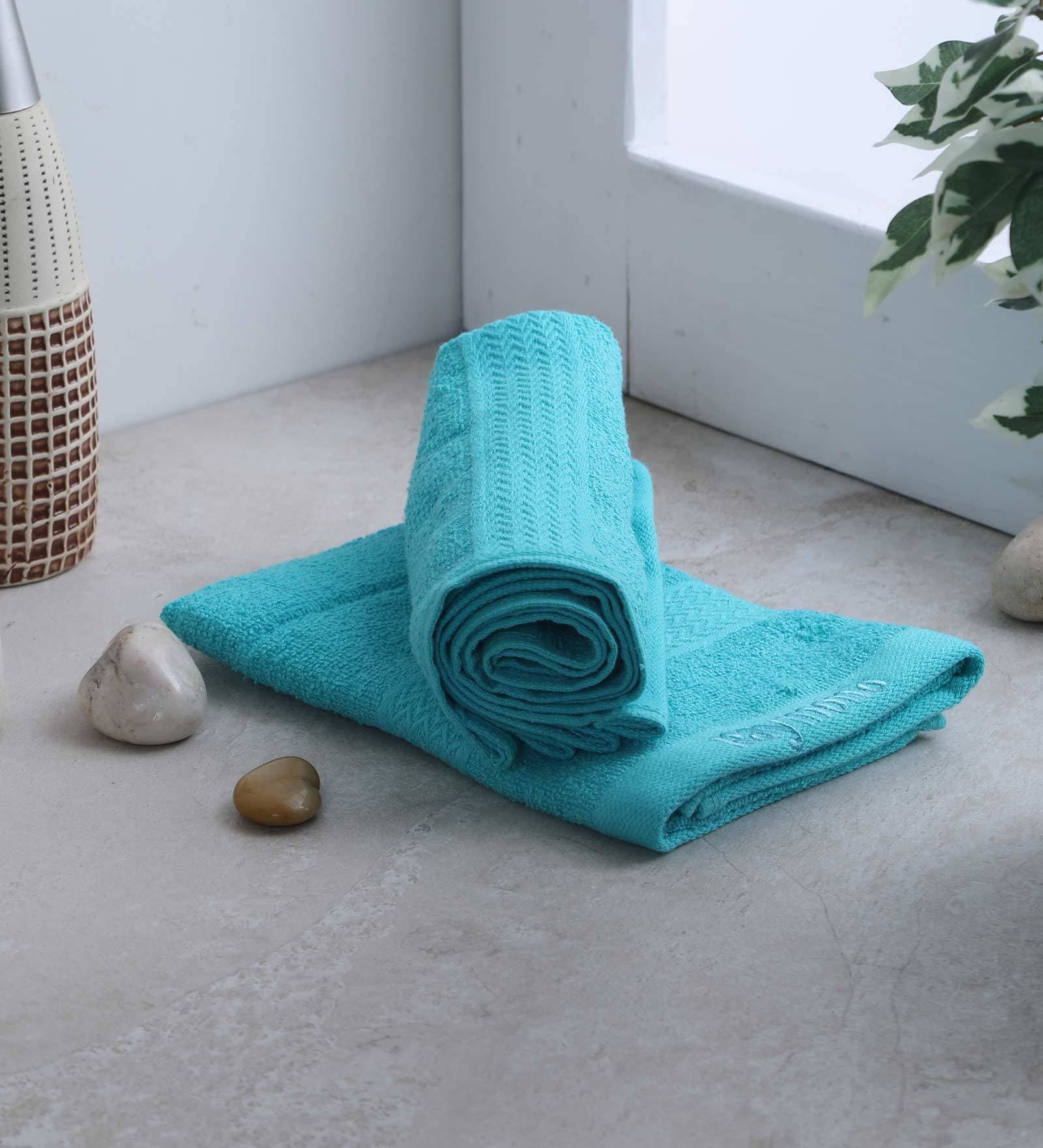 Buy Green Cotton 380 GSM Hand Towels (Set of 4) by Raymond Home Online