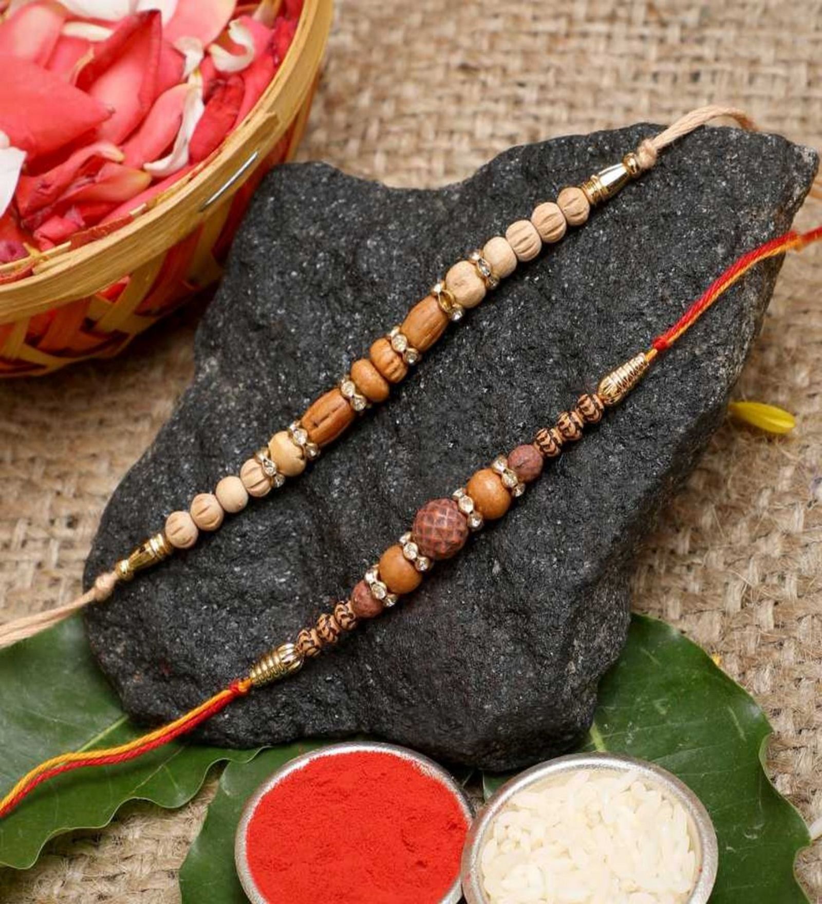 Buy Set of 2 Multicolor Designer Rakhis with Roli Chawal Pack at 50% ...