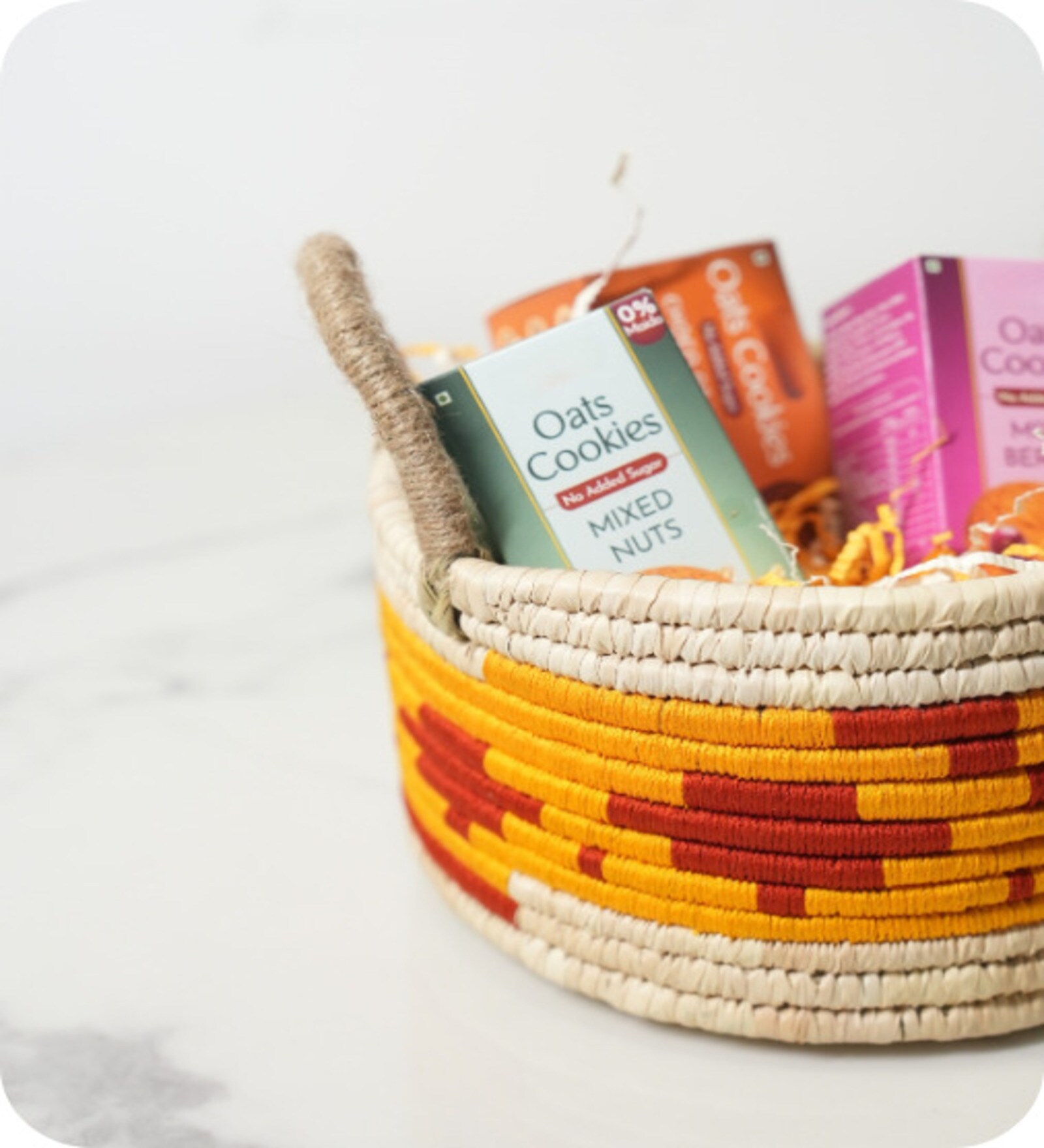 Set Of 2 Yellow Sabai Grass Marigold Blaze Baskets