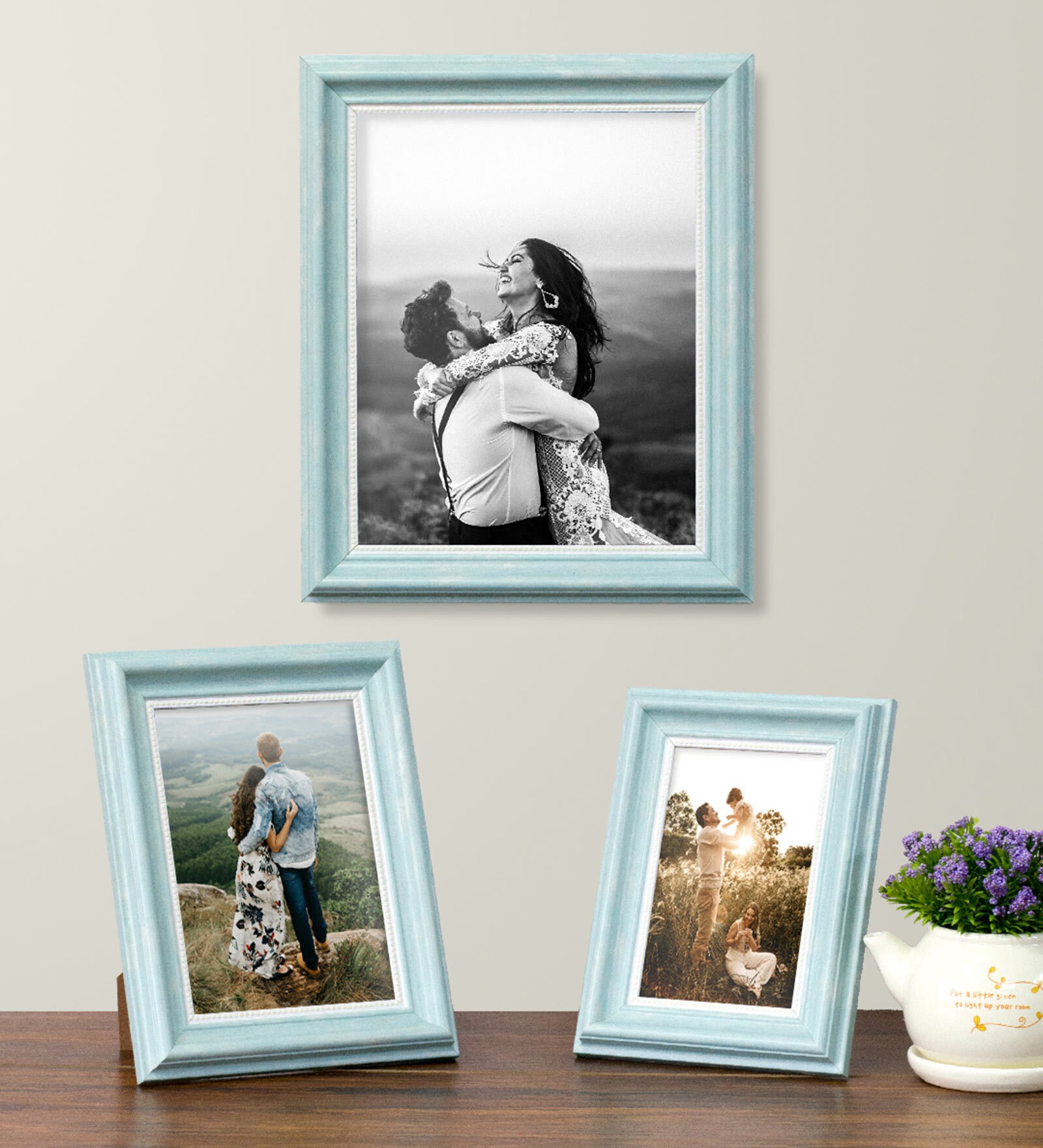 Buy Set Of 3 Blue Wood Collage Photo Frame at 13 OFF by Art Street