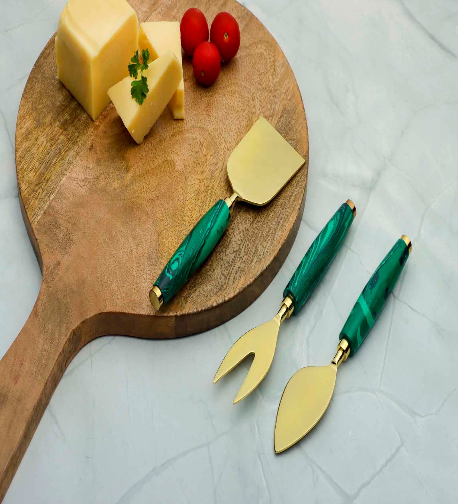 Green Stainless Steel Tropical paradise 3 Pcs Serving Cutlery Set