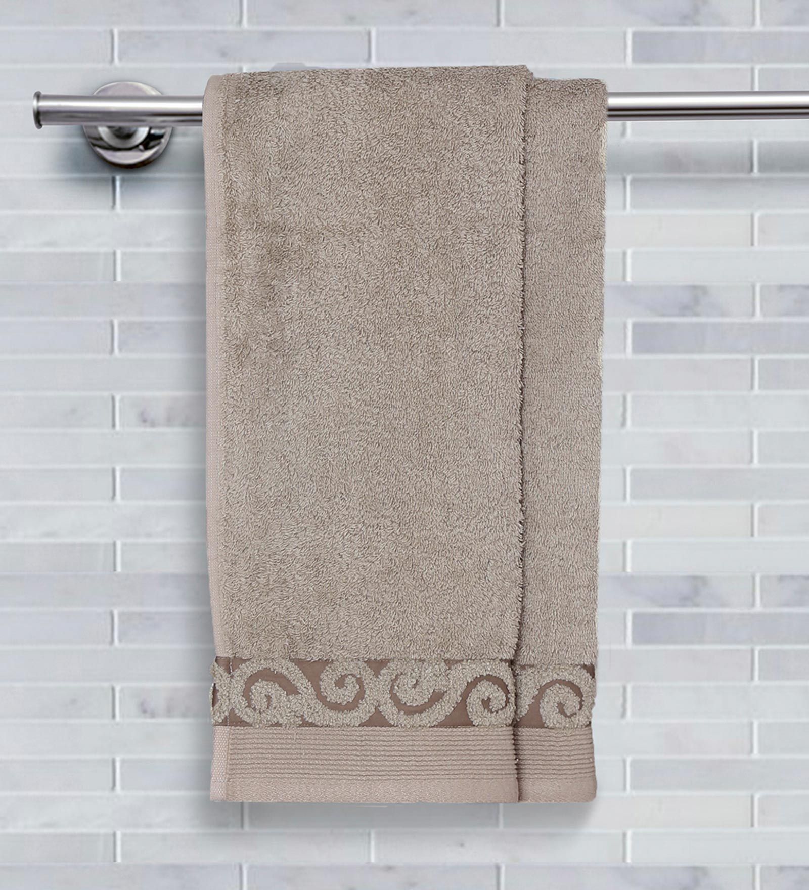 Buy Beige Solid 550 GSM Cotton Hand Towel (Set of 2) by Maspar at 100