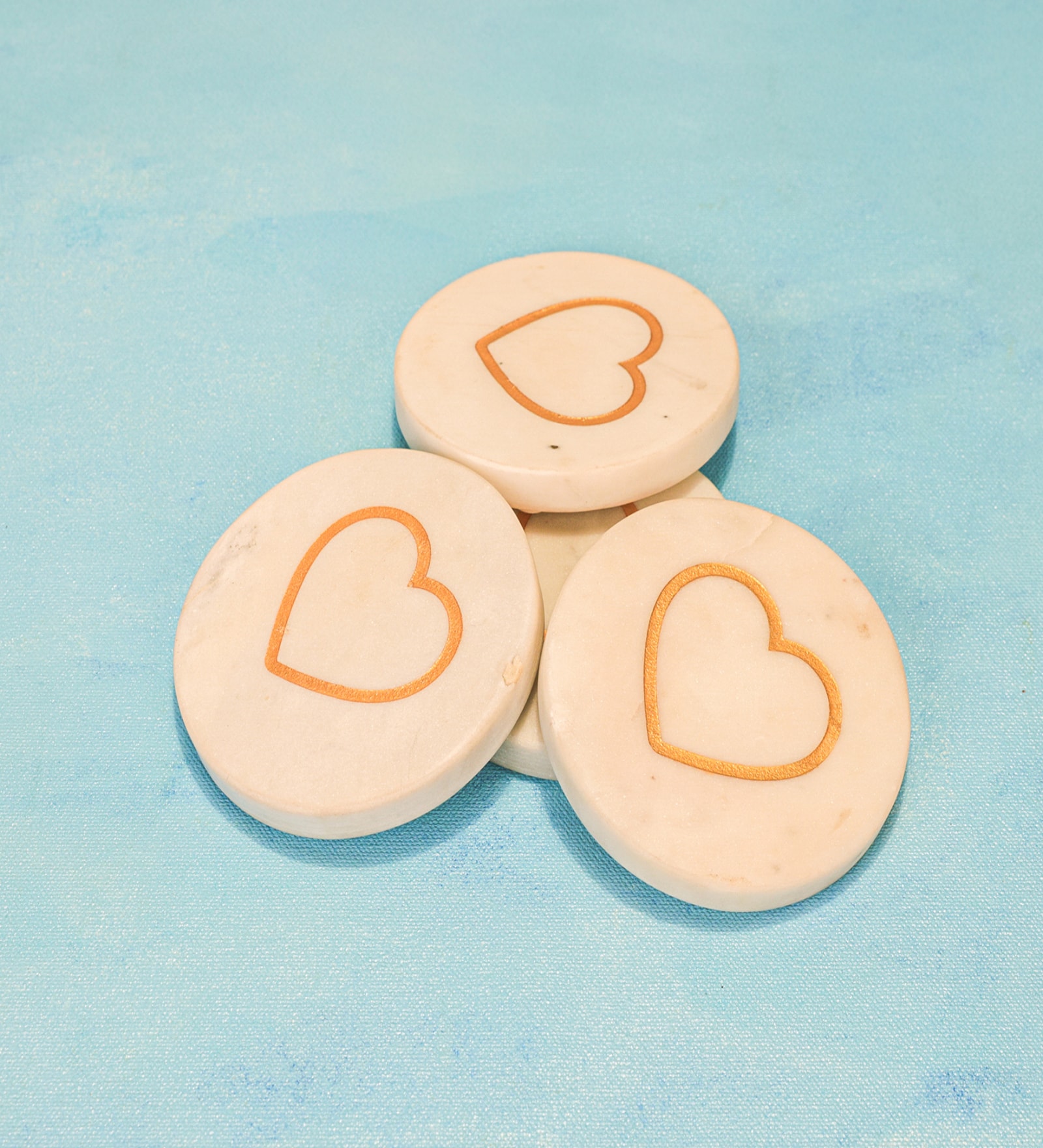 Set of 4 Cupid's Touch Marble Coaster with Golden Inlay