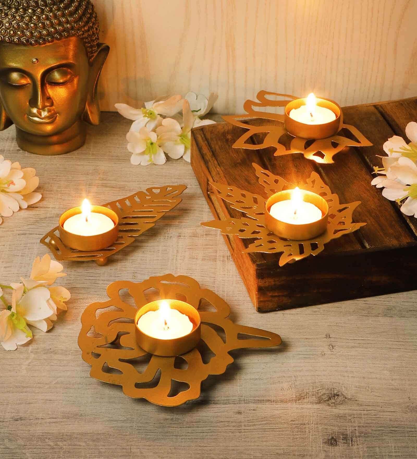 Set of 4 Leaves Shape Tealight Holder