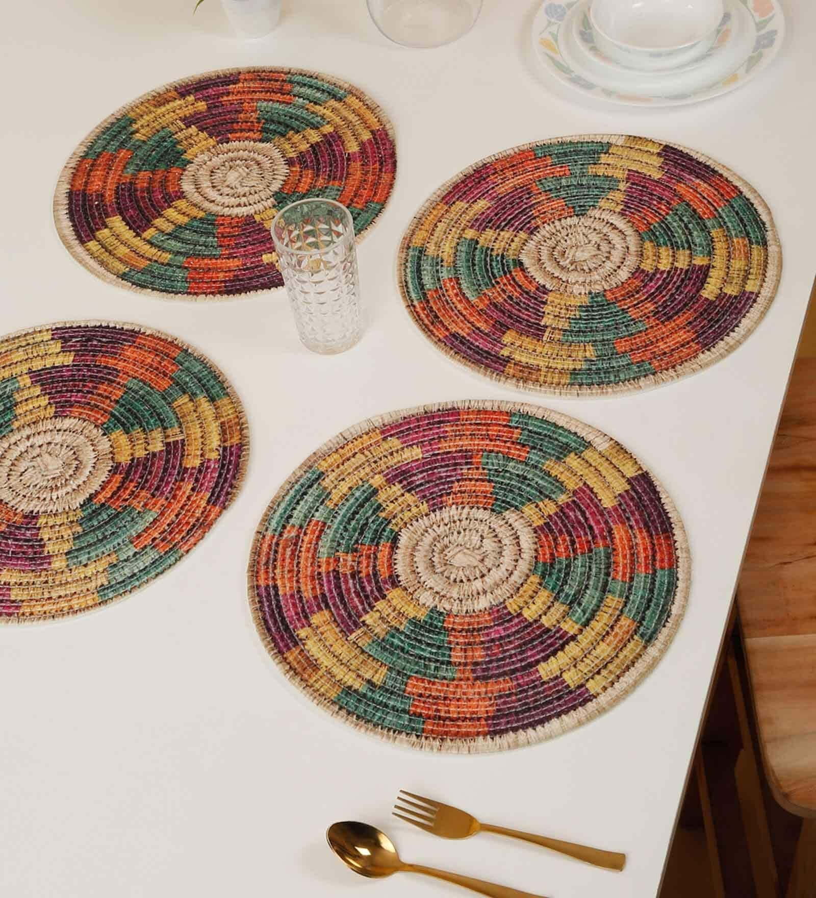 Set of 4 Pure Cotton Geometric Print Digitally Printed Table Runners