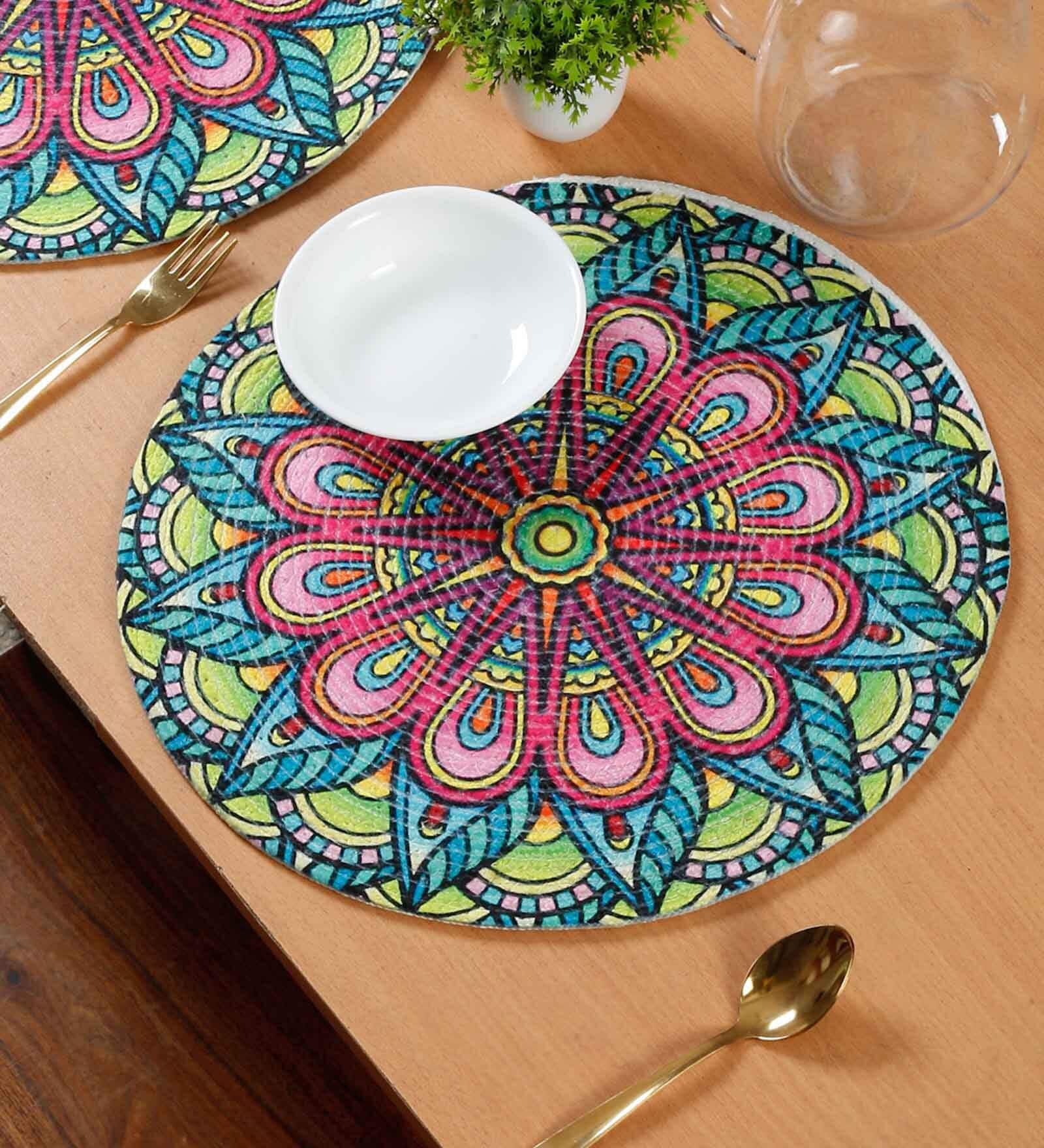 Set of 4 Pure Cotton Geometric Print Digitally Printed Table Runners