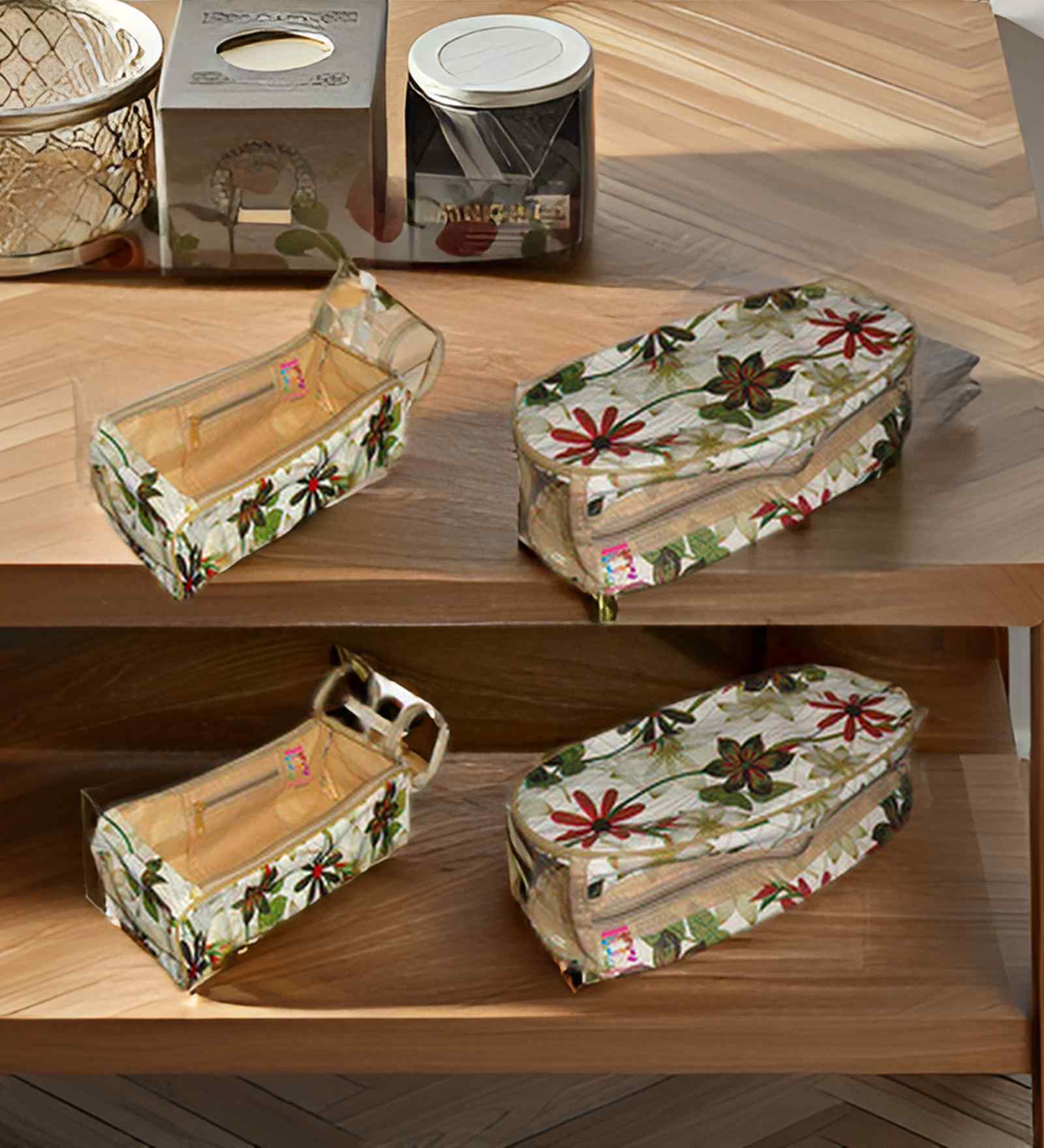 Set Of 4 Nylon Shoe & Slipper Organizer Bag Covers