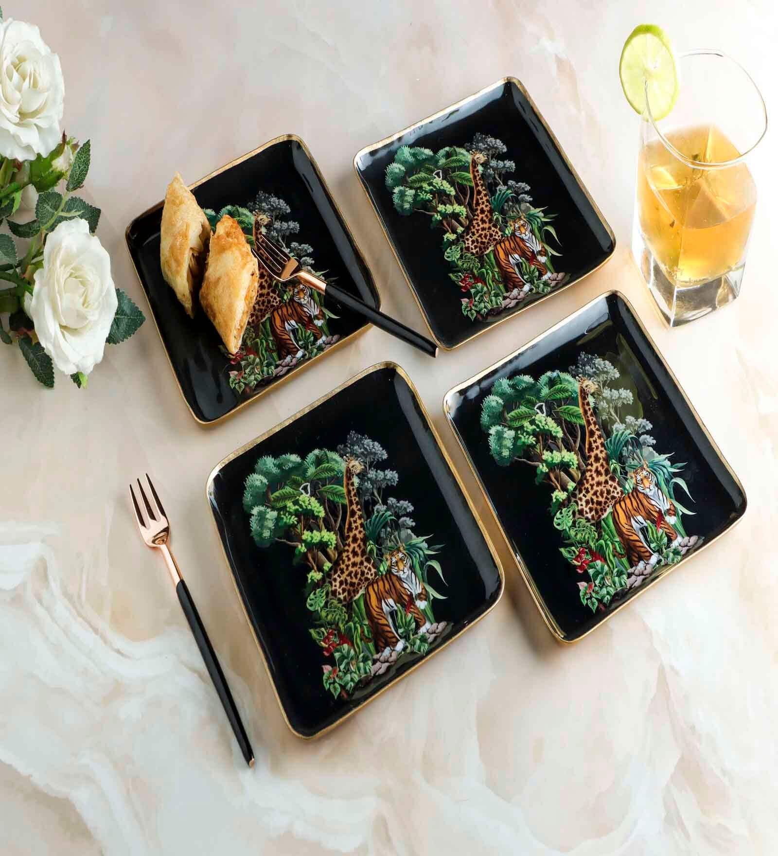 Black Iron Tropical paradise (Set of 4) Side Plates