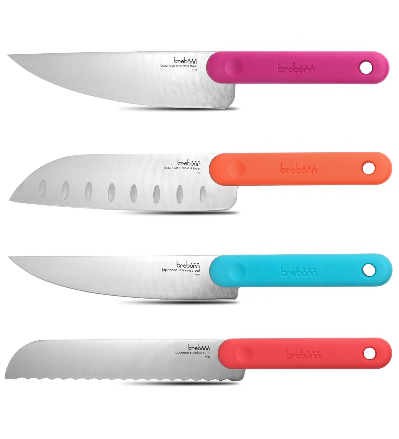 Set of 4 Stinless Steel Knife Set with Anti-Slip Handle