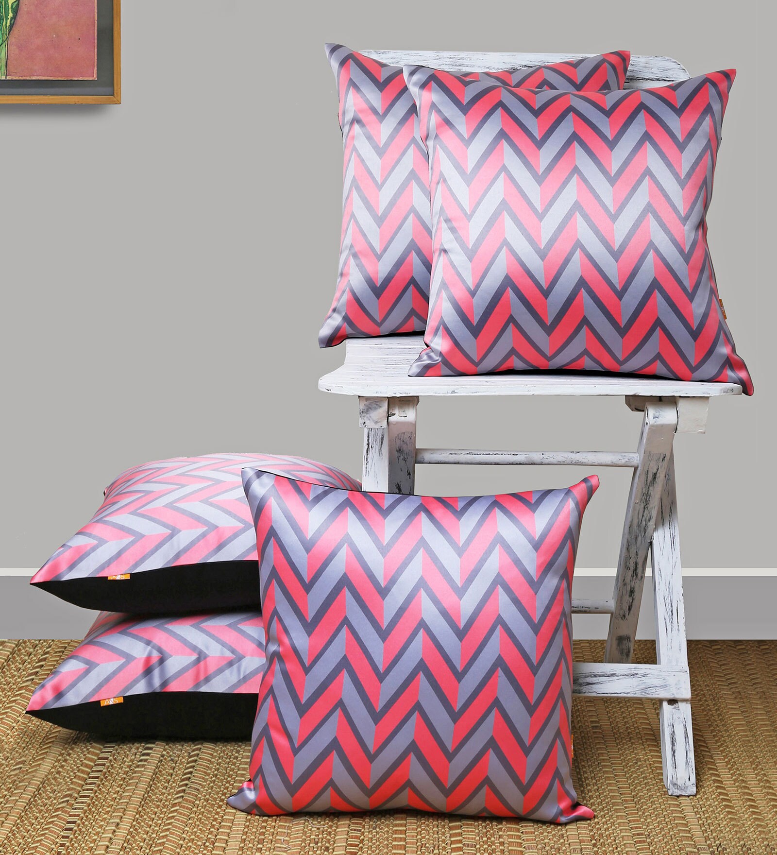 Buy Printed Polyester Abstract Pattern 16x16 Inch Cushion Covers (Set