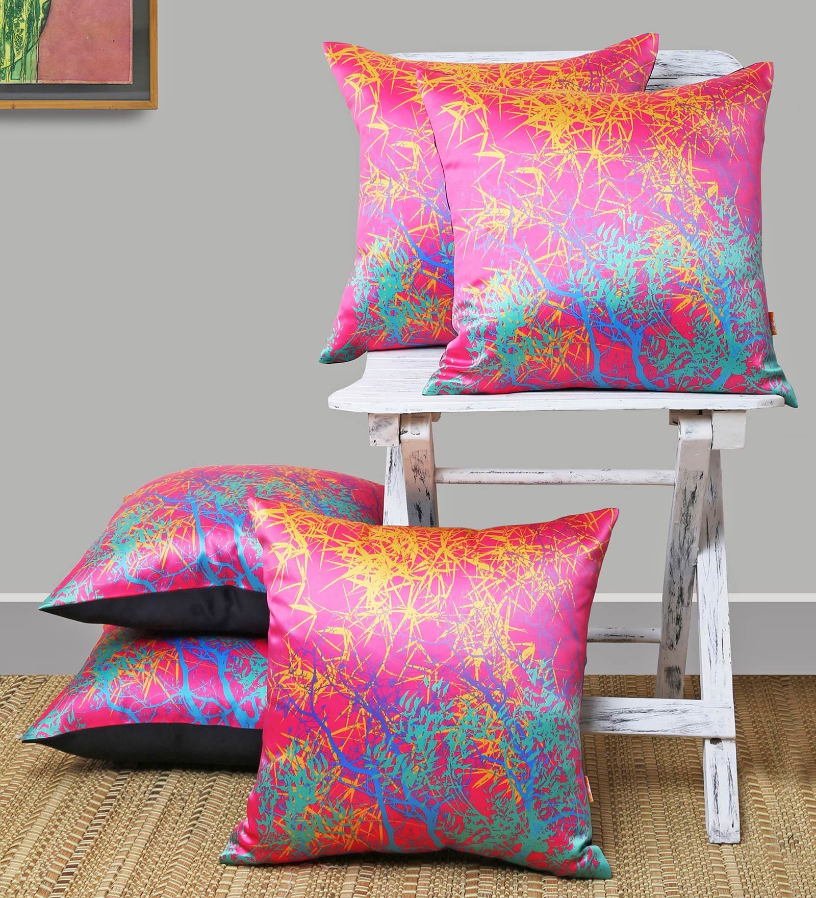 Buy Printed Polyester Abstract Pattern 16x16 Inch Cushion Covers (Set