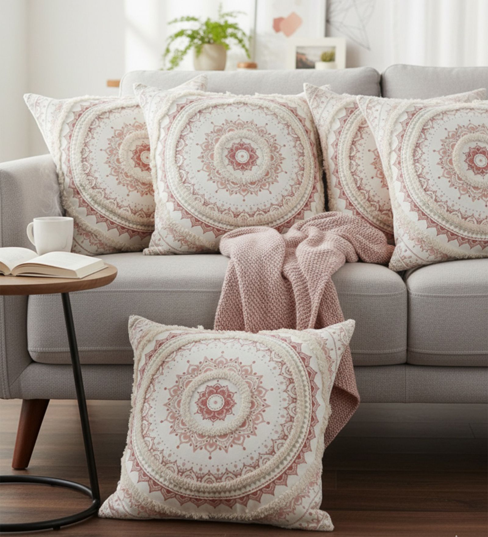 Set of 5 Blooming Mandala Throw Cushion Covers (18x18)