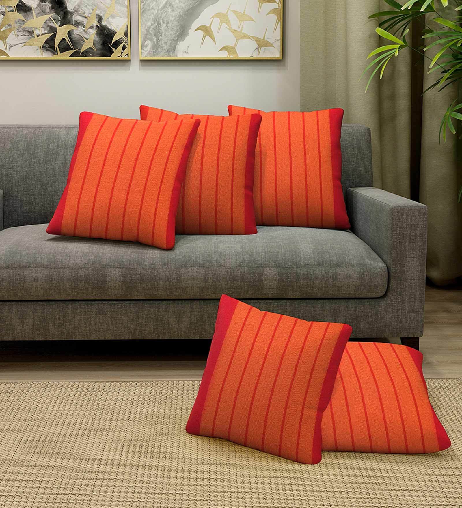 Cotton Geometric Pattern 16X16 Inches Cushion Covers (Set Of 5)