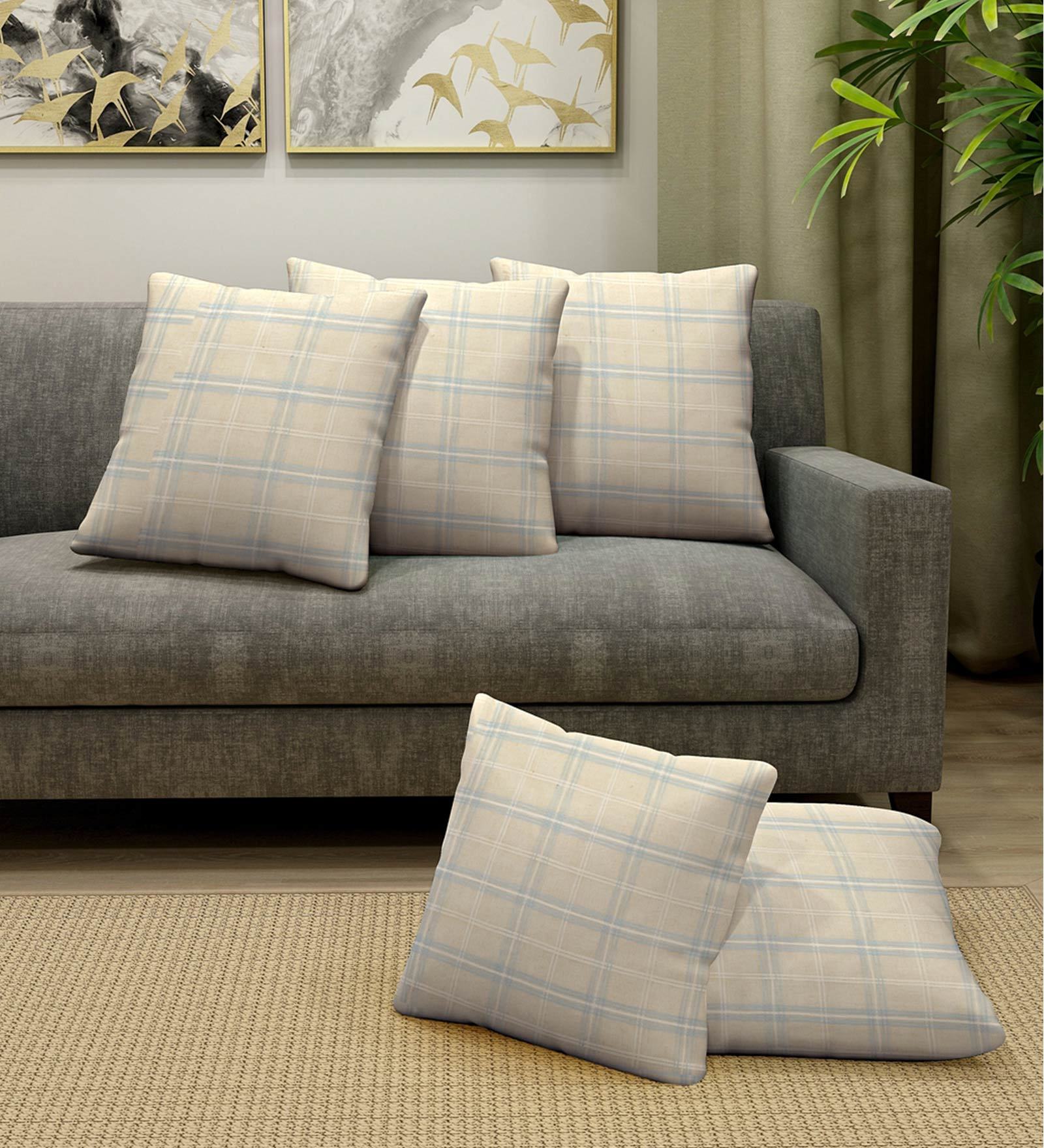 Cotton Geometric Pattern 16x16 Inch Cushion Covers (Set Of 5)