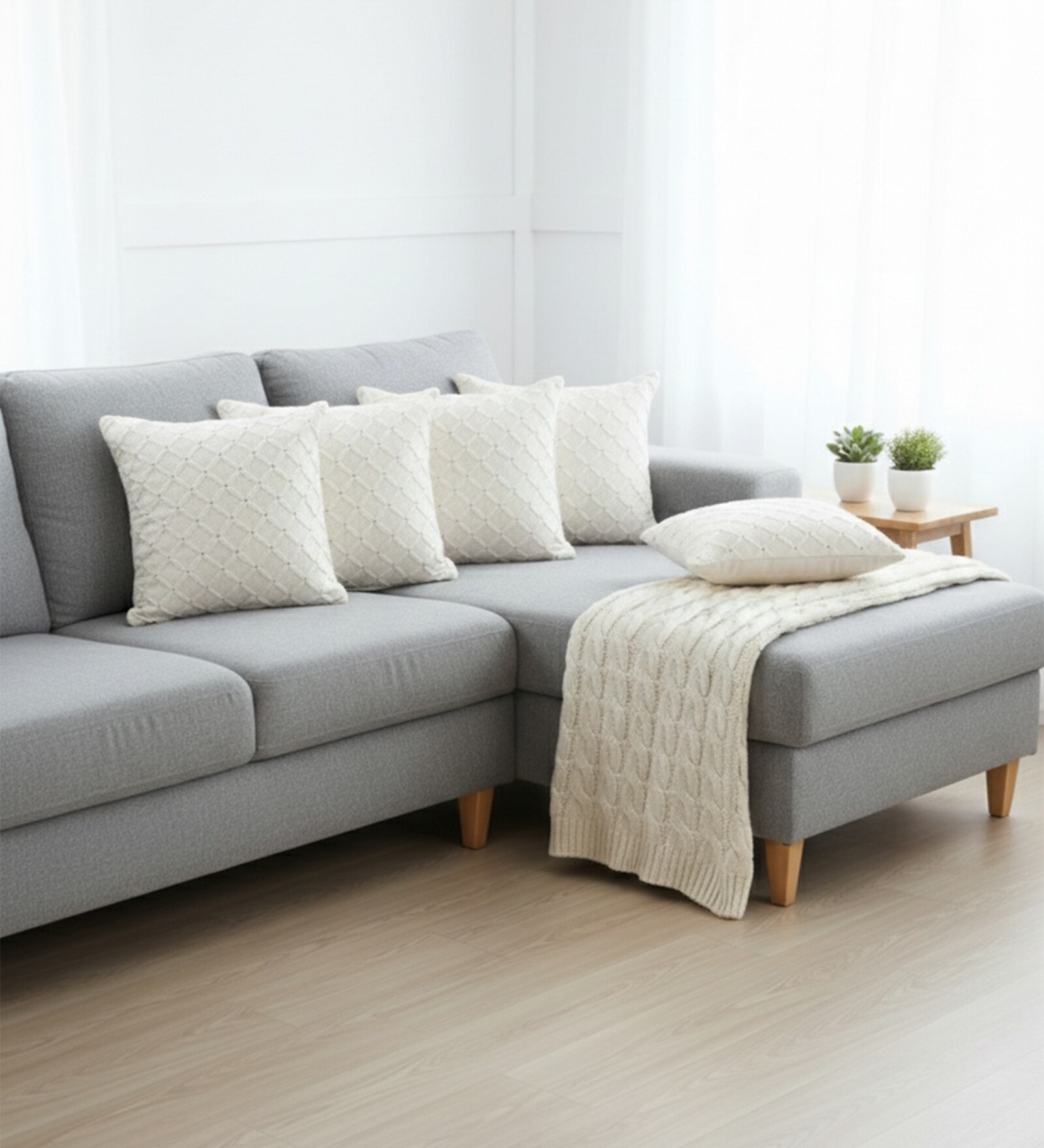 Set of 5 Minimalist Diamond Grid Throw Cushion Covers (18x18)