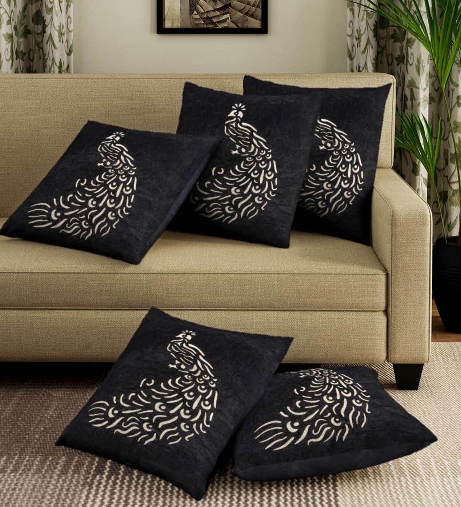 Black Velvet Nature 16x16 inches Cushion Cover (5Pc)
