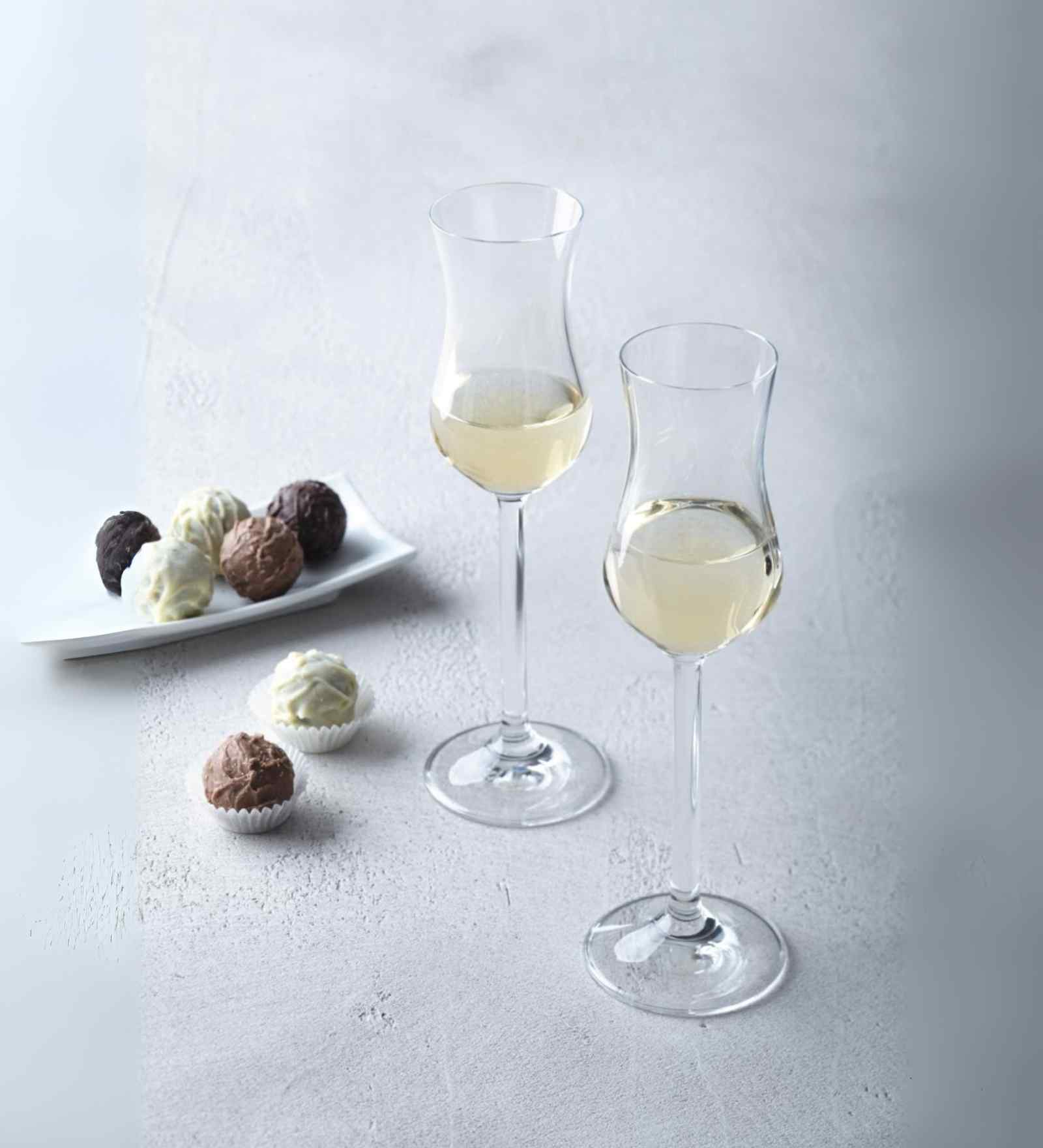 Set of 6 Crystal Lead Free Glass 100ml Long Stemmed Tasting Glasses