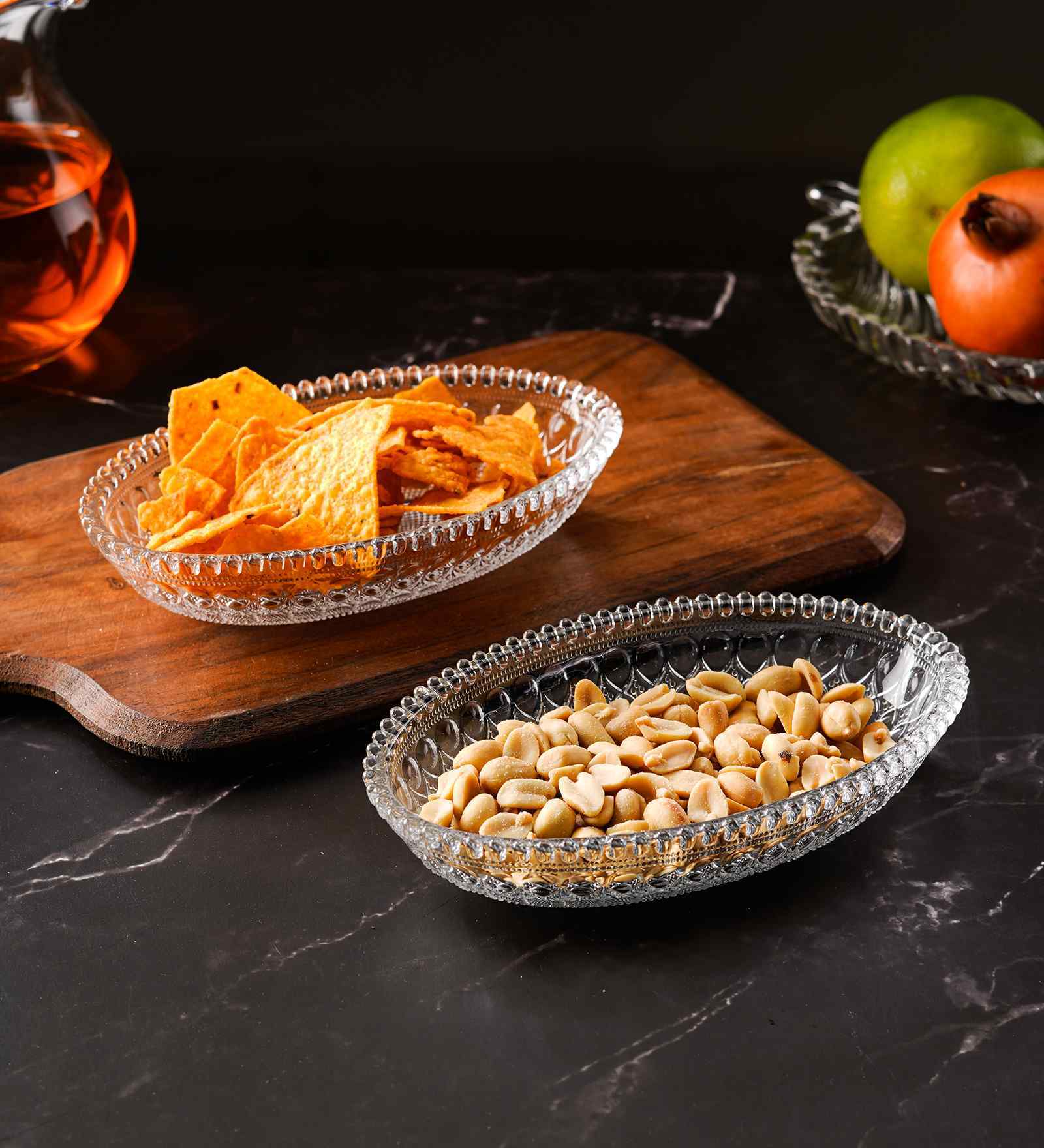 Set of 6 GlassBoat Shaped Serving Bowls