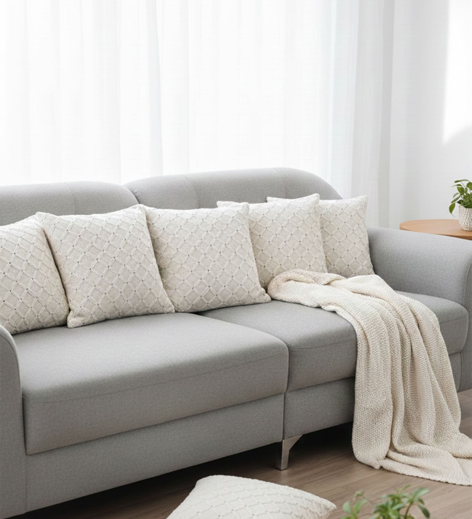 Set of 6 Minimalist Diamond Grid Throw Cushion Covers (18x18)