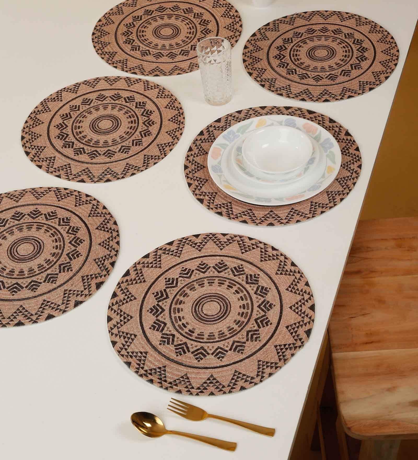 Set of 6 Pure Cotton Geometric Print Digitally Printed Table Runners