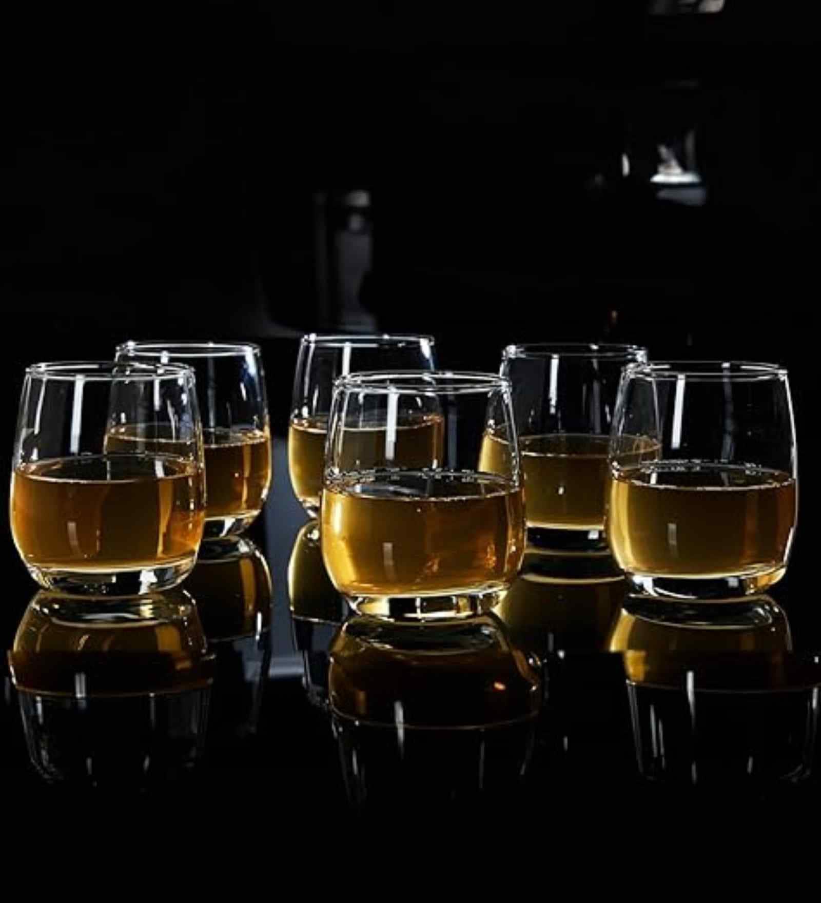 Set of 6 Transparent Crystal Lead Free Glass 350ml Whiskey Glasses