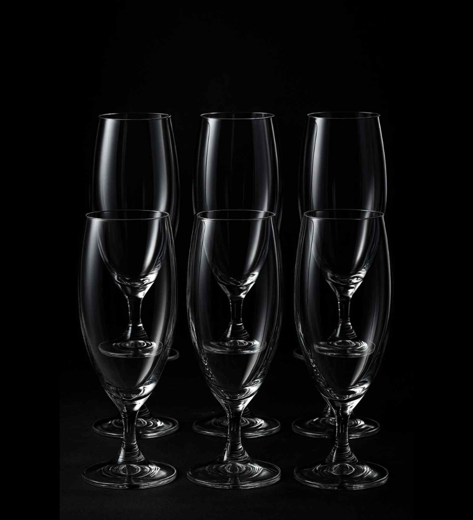 Set of 6 Transparent Crystal Lead Free Glass 380ml Beer Glasses