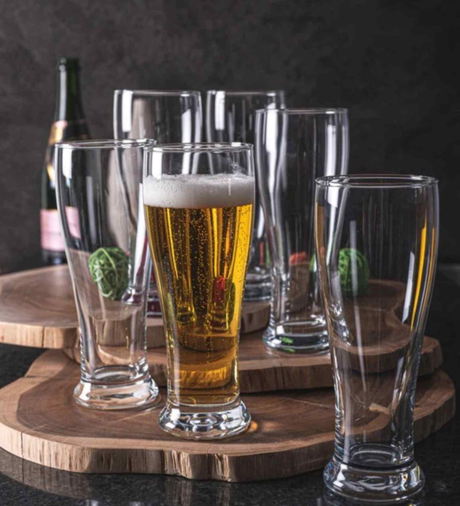 Set of 6 Transparent Crystal Lead Free Glass 580ml Beer Glasses