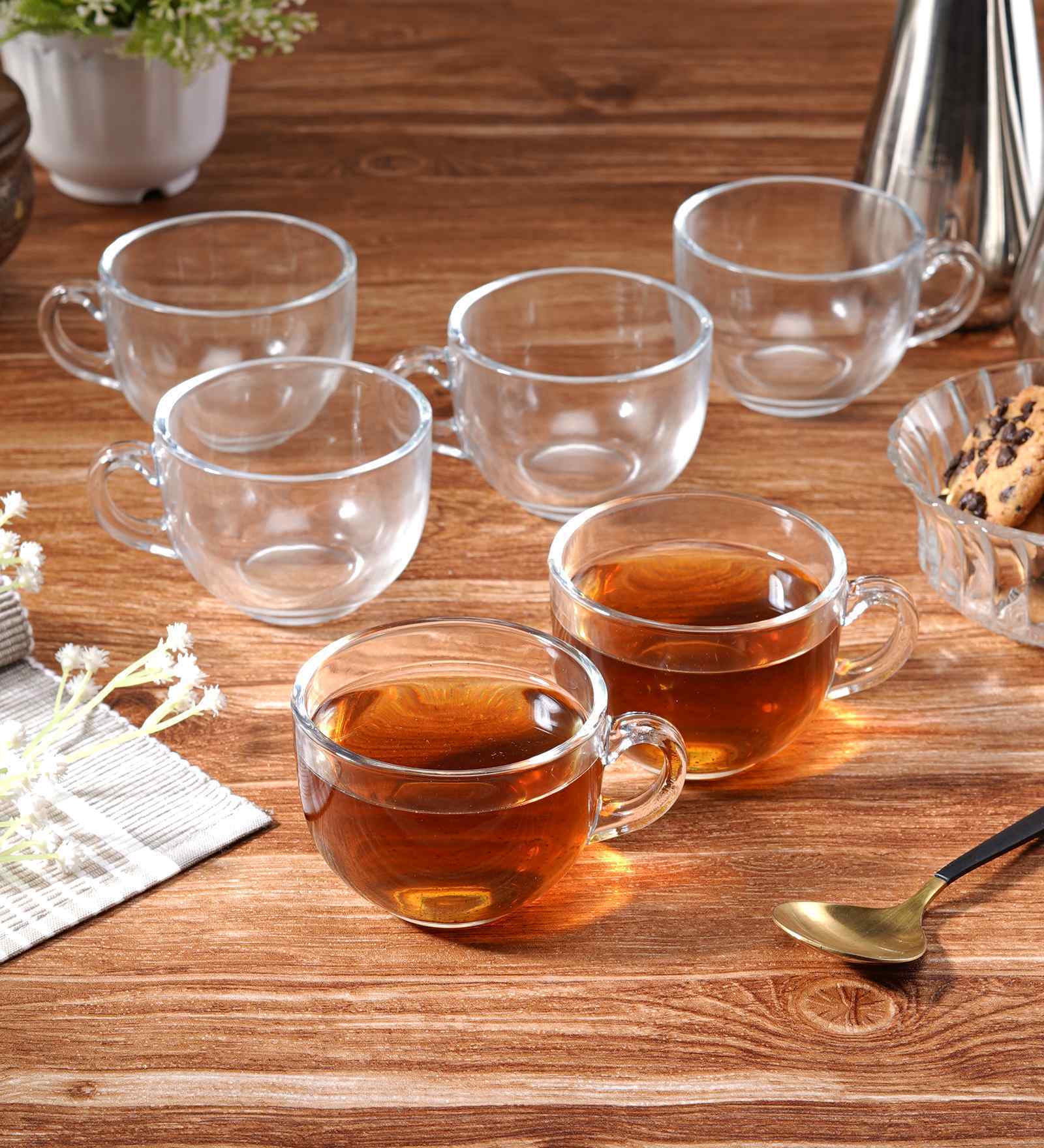 Set of 6 Transparent Glass Mugs